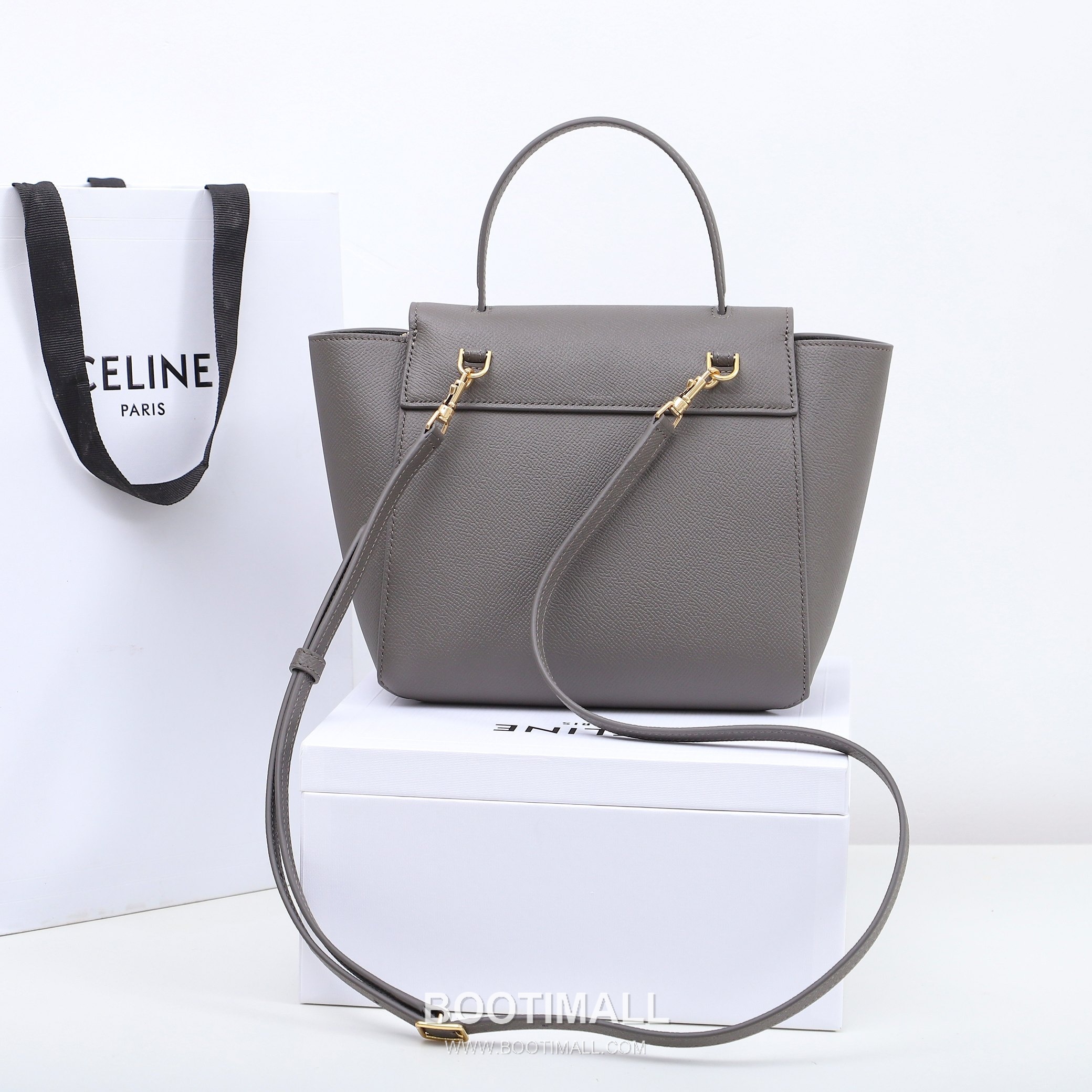 Celine Calfskin Leather Bucket Crossbody Bag with Flap Zip Strap Detail 셀린느 카프스킨 레더 버킷 크로스바디백 175519 20cm 4