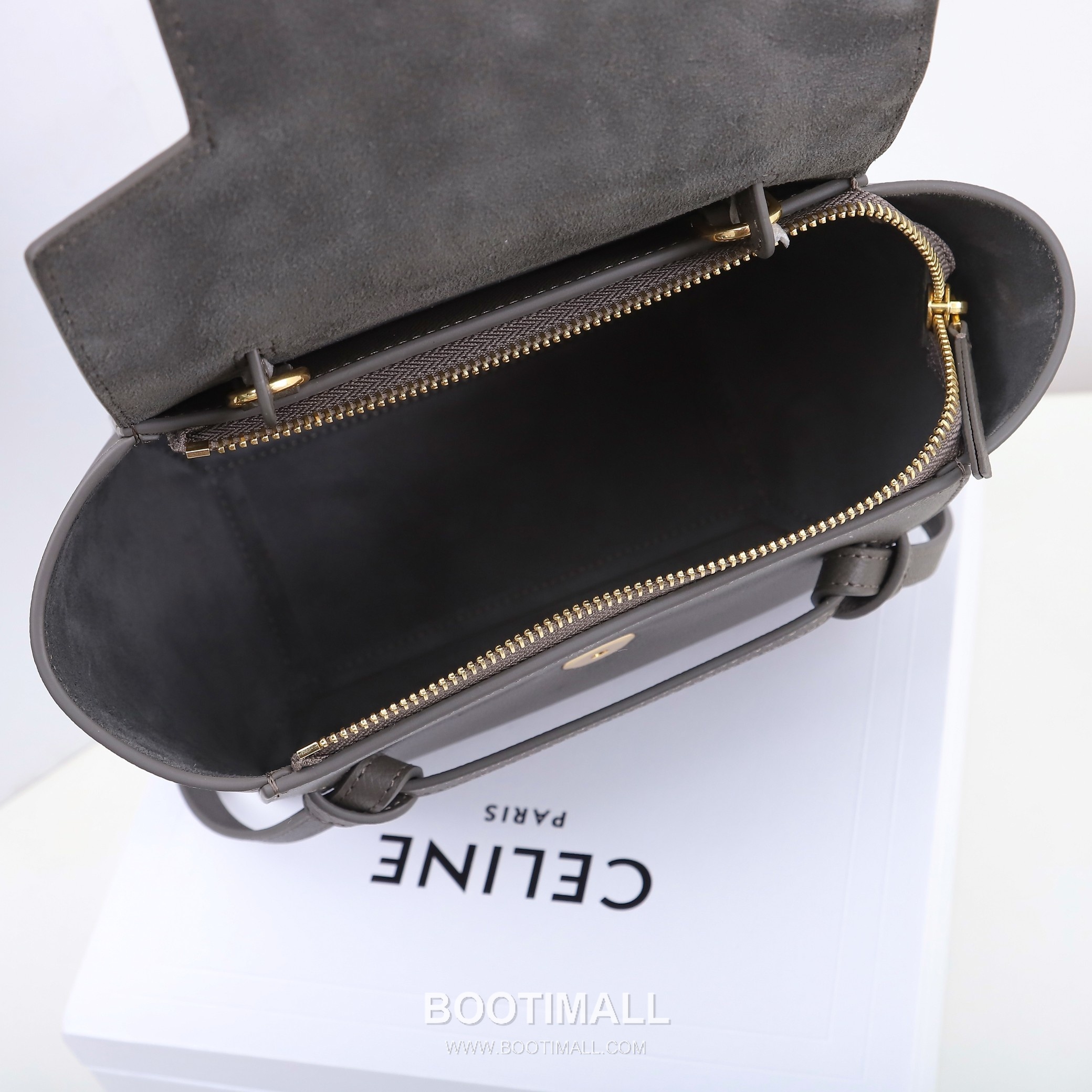 Celine Calfskin Leather Bucket Crossbody Bag with Flap Zip Strap Detail 셀린느 카프스킨 레더 버킷 크로스바디백 175519 20cm 9