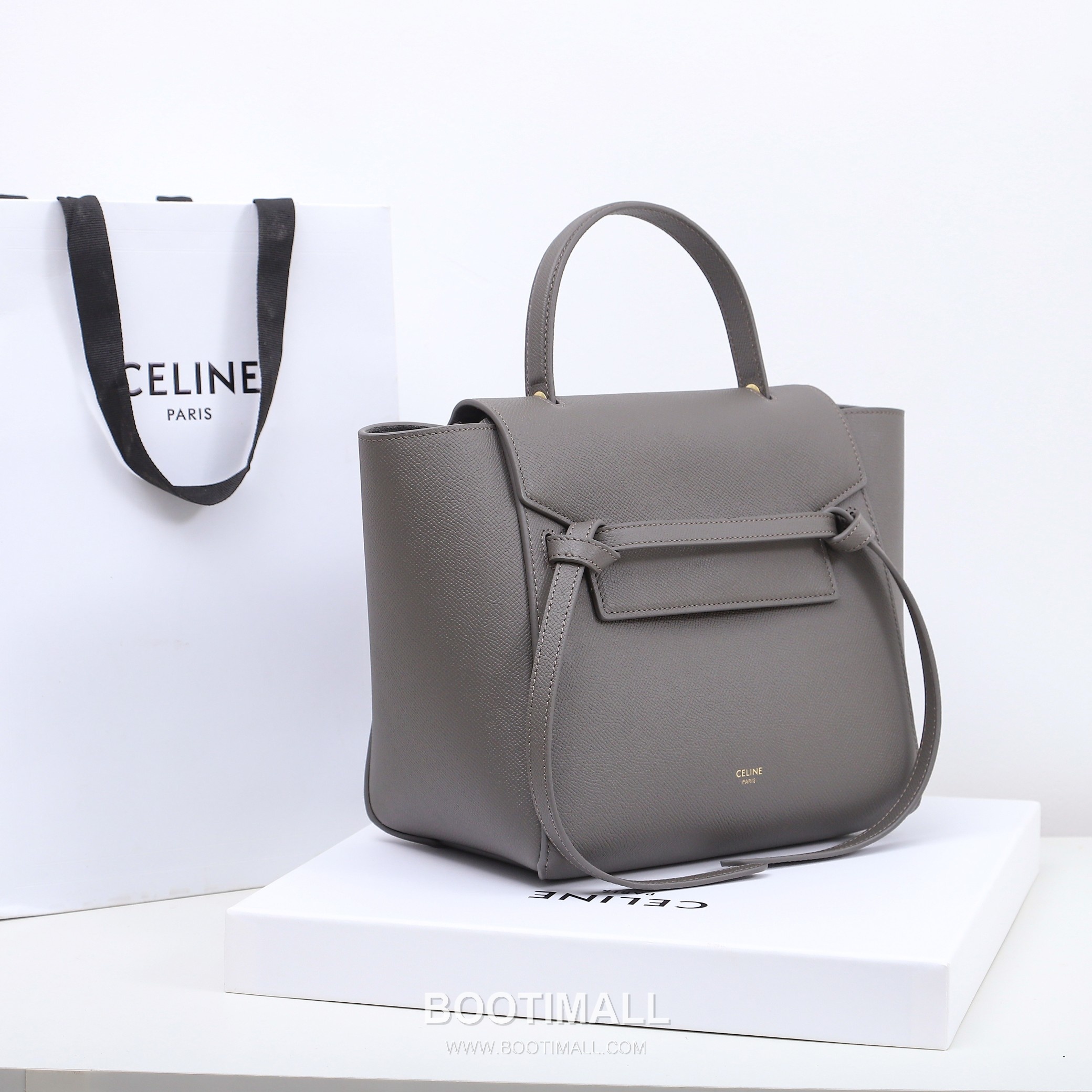 Celine Calfskin Leather Bucket Shoulder Bag with Flap Zip Strap Detail 셀린느 카프스킨 레더 버킷 숄더백 175520 24cm 2