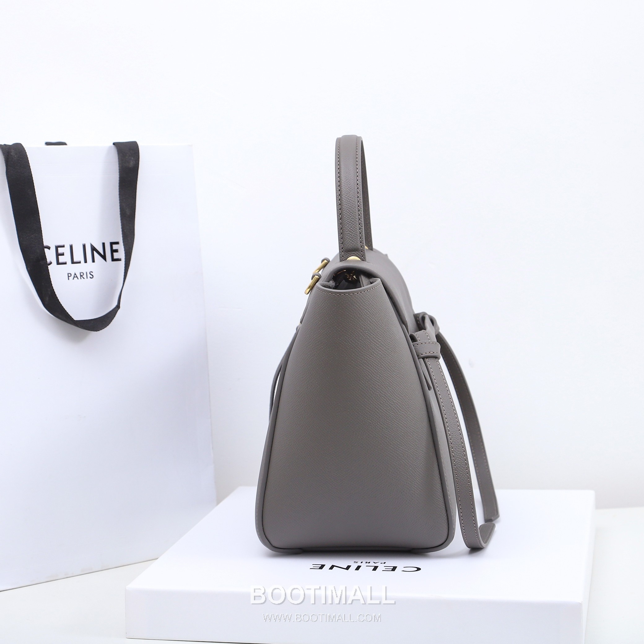 Celine Calfskin Leather Bucket Shoulder Bag with Flap Zip Strap Detail 셀린느 카프스킨 레더 버킷 숄더백 175520 24cm 3