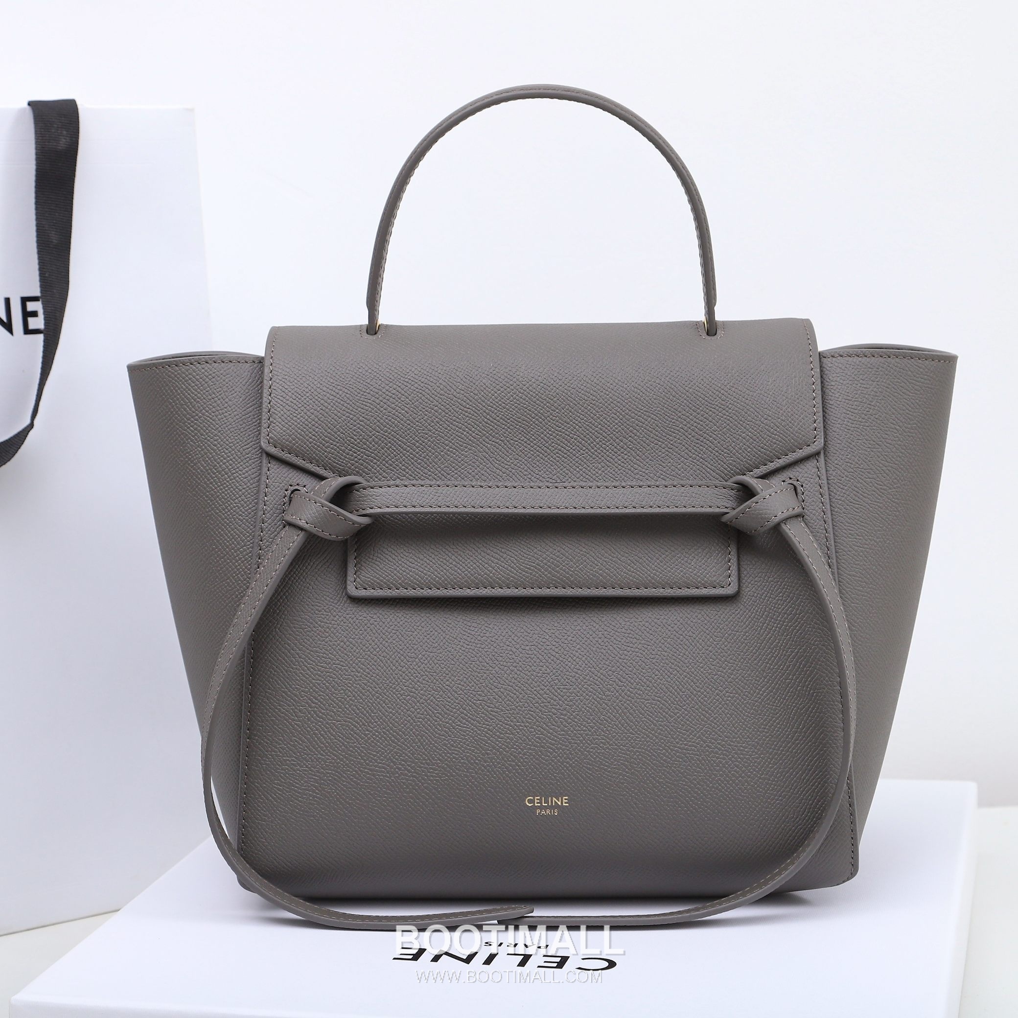 Celine Calfskin Leather Bucket Shoulder Bag with Flap Zip Strap Detail 셀린느 카프스킨 레더 버킷 숄더백 175520 24cm 5