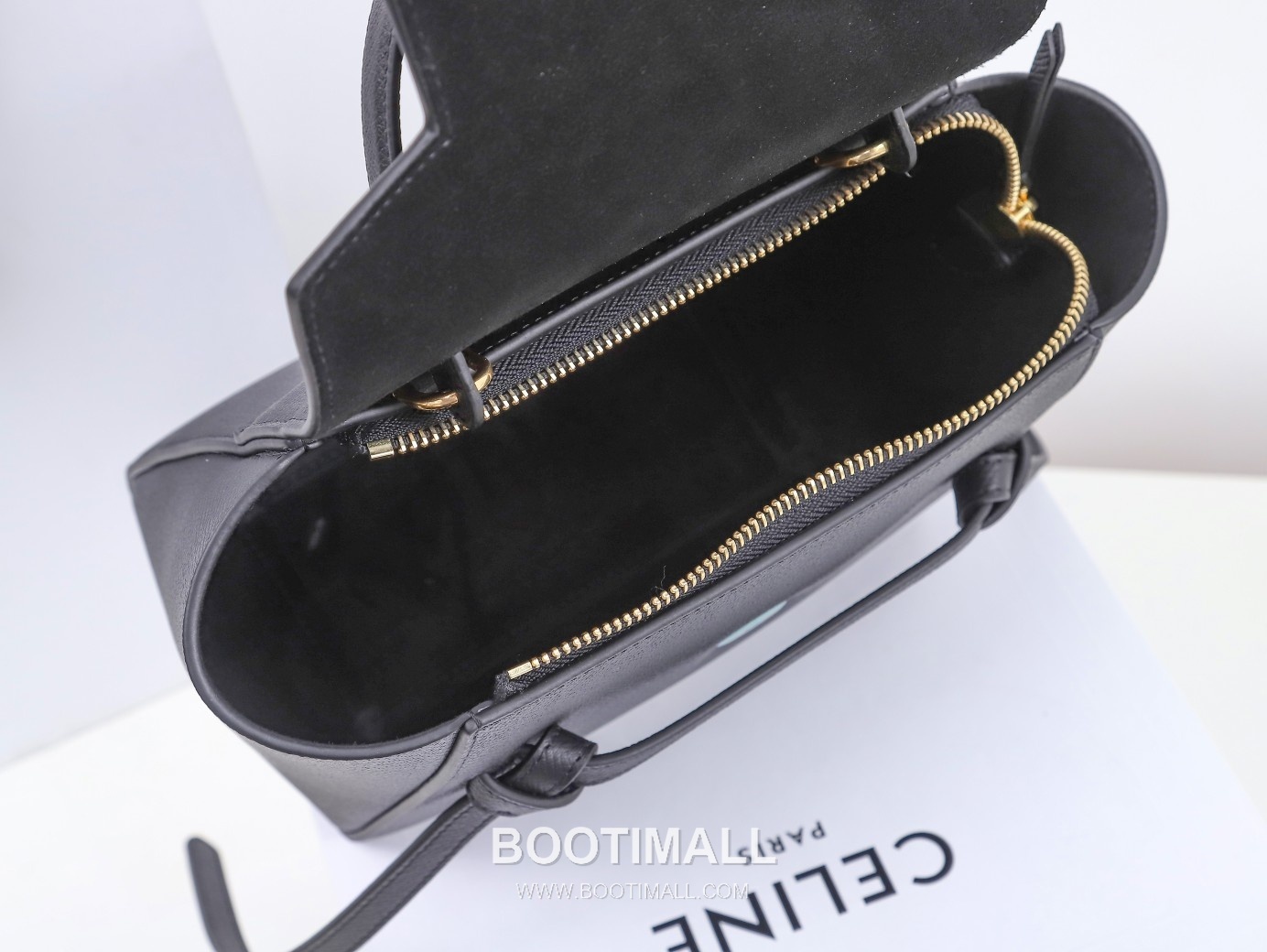 Celine Calfskin Leather Bucket Crossbody Bag with Flap Zip Strap Detail 셀린느 카프스킨 레더 버킷 크로스바디백 175519 20cm 9