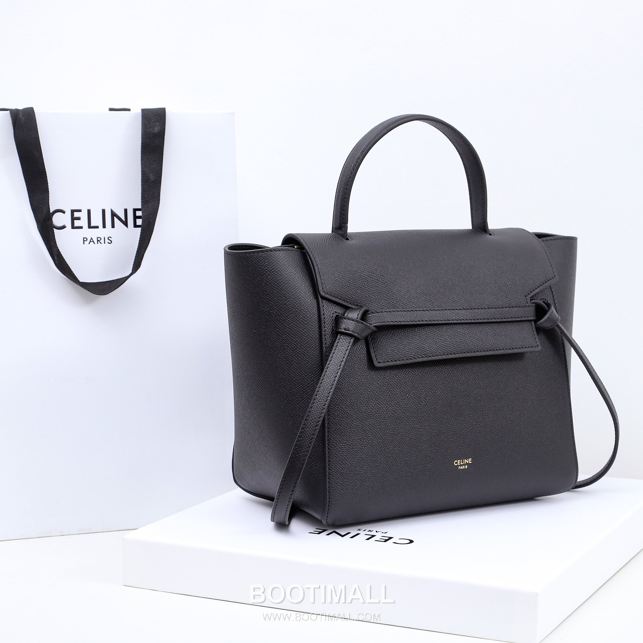 Celine Calfskin Leather Bucket Shoulder Bag with Flap Zip Strap Detail 셀린느 카프스킨 레더 버킷 숄더백 175520 24cm 2