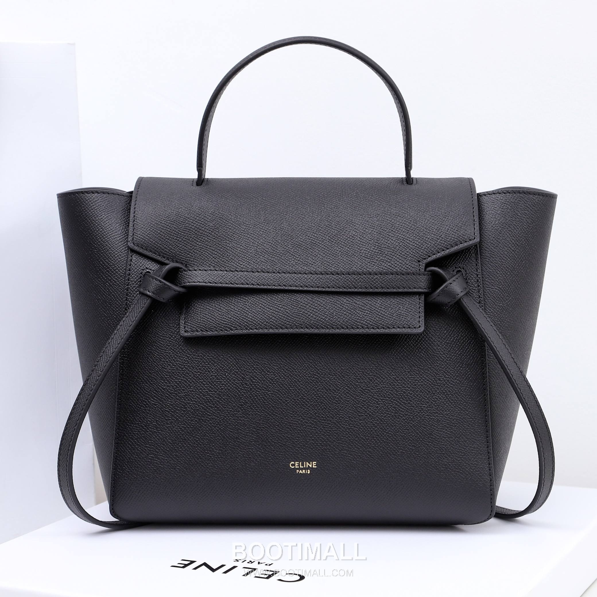 Celine Calfskin Leather Bucket Shoulder Bag with Flap Zip Strap Detail 셀린느 카프스킨 레더 버킷 숄더백 175520 24cm 5