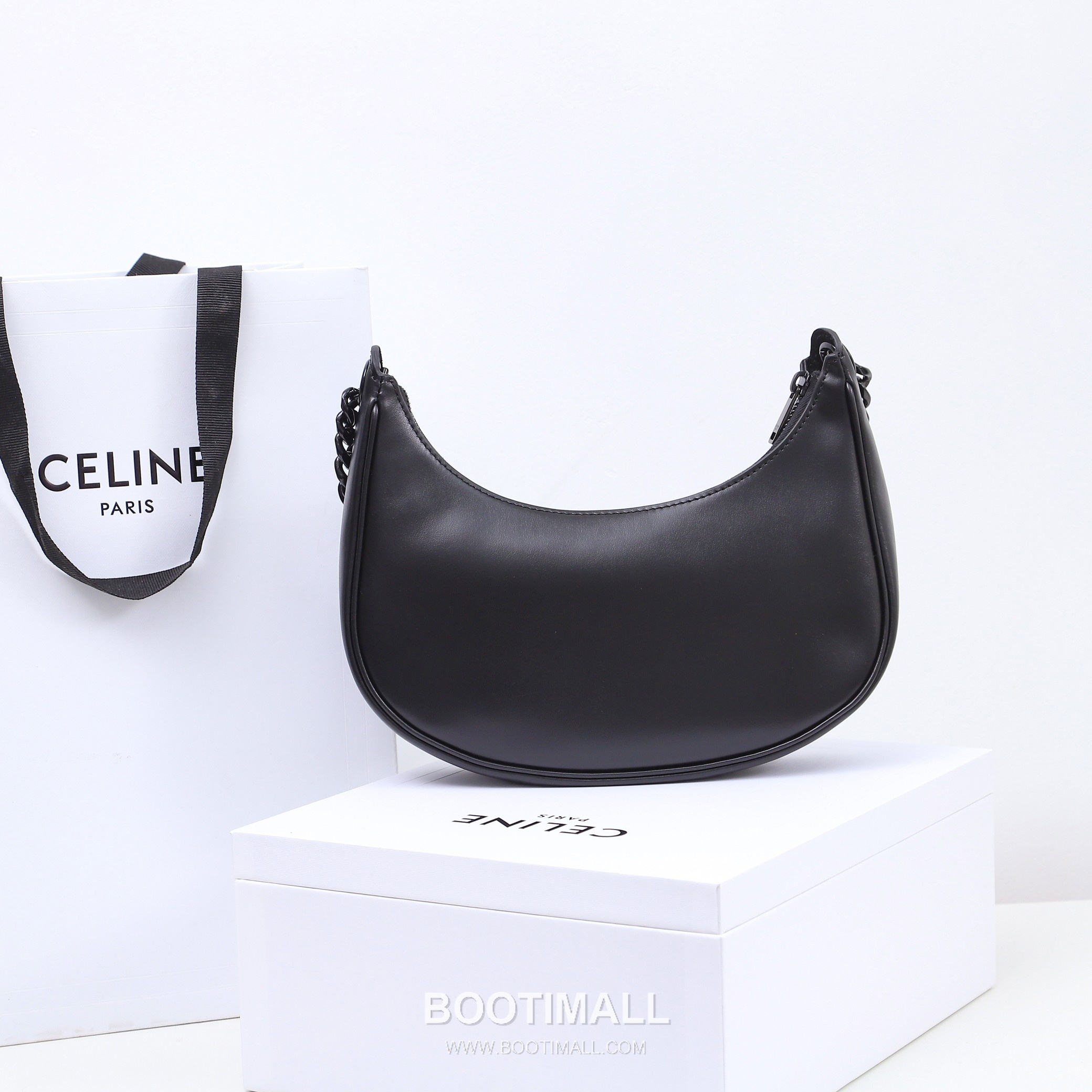 Celine Ava Calfskin Leather Shoulder Bag with Chain Strap Moon Shape Detail 셀린느 아바 카프스킨 레더 숄더백 199583 25cm 4
