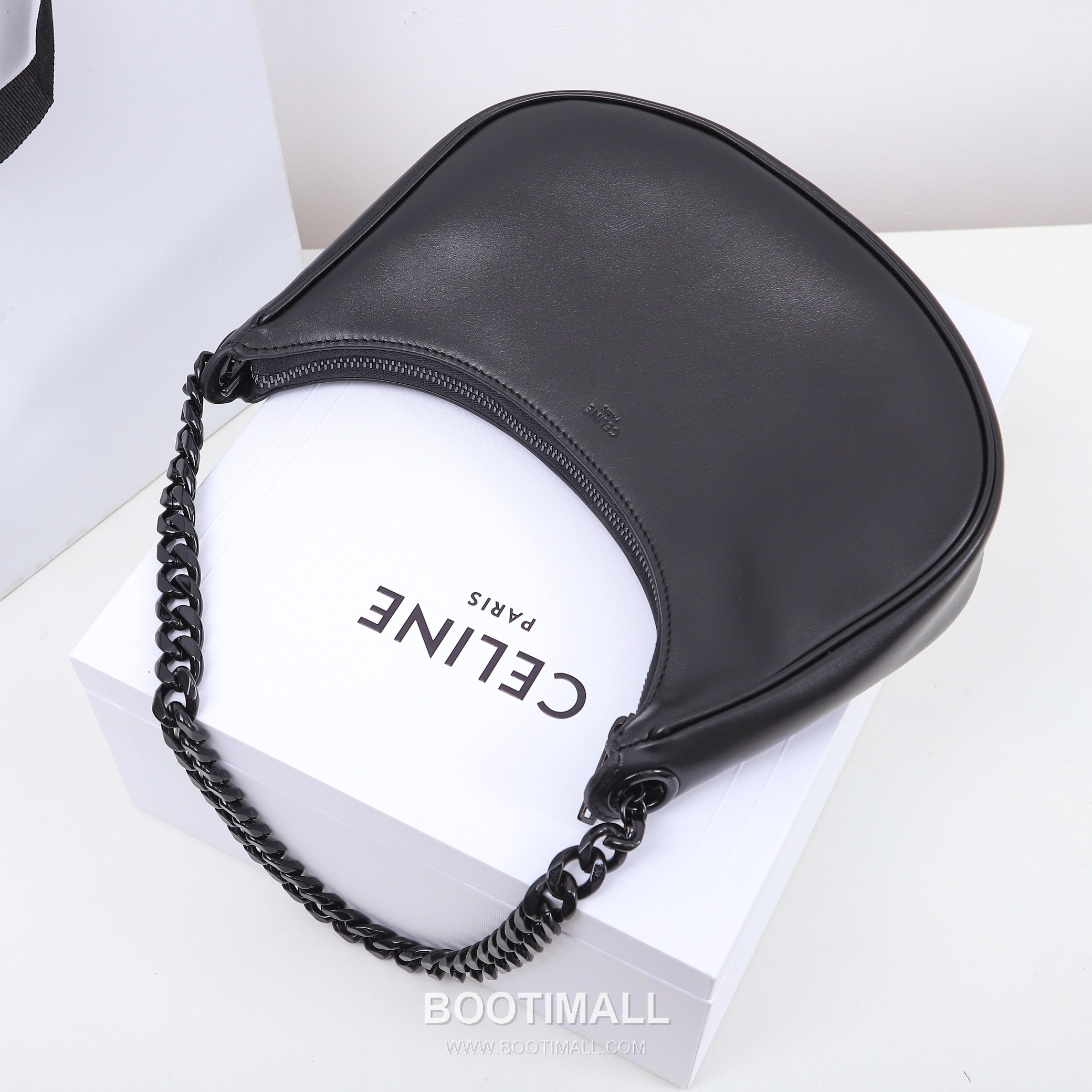 Celine Ava Calfskin Leather Shoulder Bag with Chain Strap Moon Shape Detail 셀린느 아바 카프스킨 레더 숄더백 199583 25cm 7