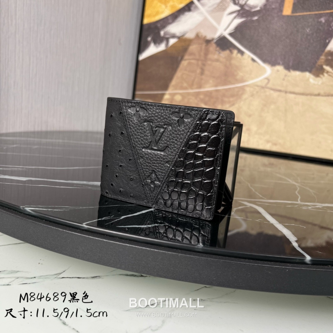 Louis Vuitton Multiple Wallet Taurillon Crocodile Ostrich Leather Bifold Card Holder 루이비통 멀티플 토리옹 크로커다일 오스트리치 레더 반지갑 카드홀더 M84689 11.5cm 1