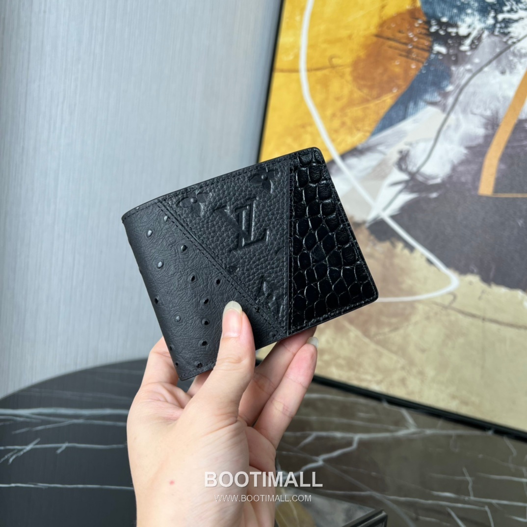 Louis Vuitton Multiple Wallet Taurillon Crocodile Ostrich Leather Bifold Card Holder 루이비통 멀티플 토리옹 크로커다일 오스트리치 레더 반지갑 카드홀더 M84689 11.5cm 3