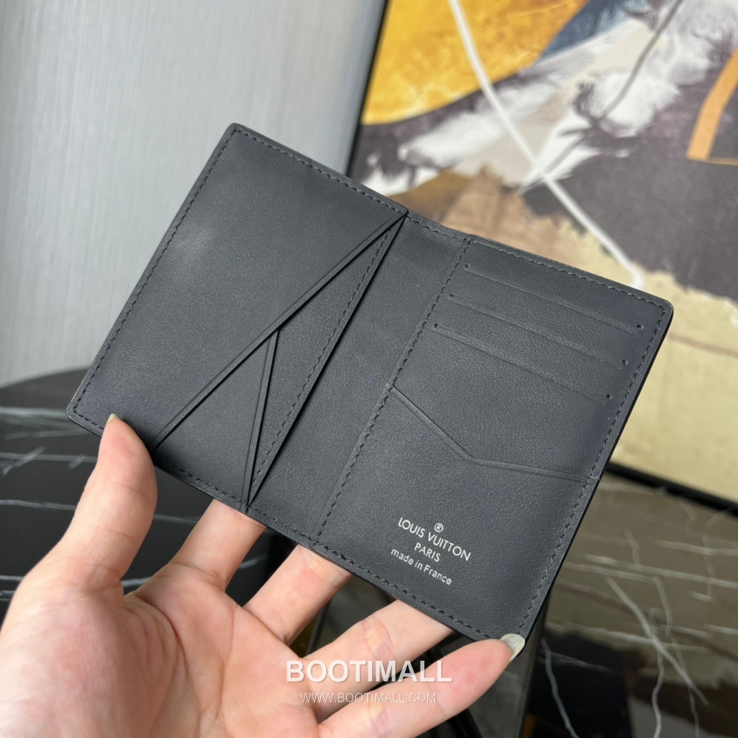 Louis Vuitton Pocket Organizer Monogram Eclipse Canvas Crocodile Ostrich Leather Card Holder 루이비통 포켓 오거나이저 모노그램 이클립스 캔버스 크로커다일 오스트리치 카드지갑 M84690 11.1cm 5