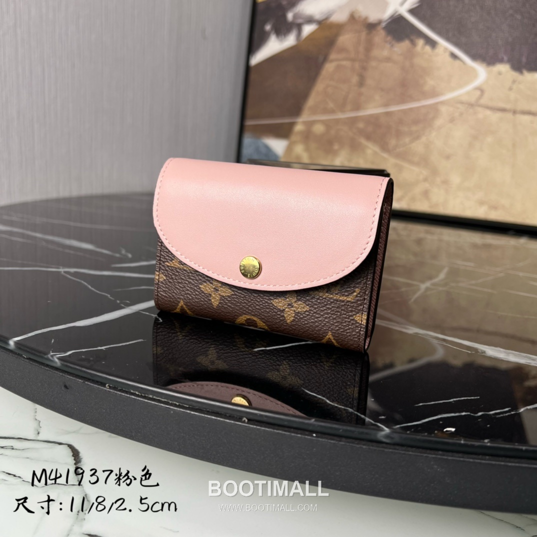 Louis Vuitton Rosalie Coin Purse Monogram Canvas Calfskin Leather Flap Card Holder with Zip Pocket 루이비통 로잘리 모노그램 캔버스 카프스킨 레더 플랩 카드 코인지갑 M41937 11cm 1