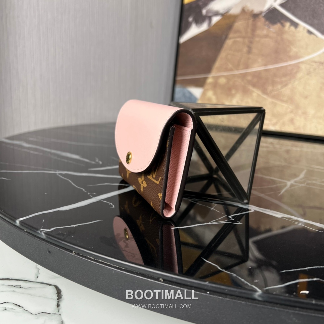 Louis Vuitton Rosalie Coin Purse Monogram Canvas Calfskin Leather Flap Card Holder with Zip Pocket 루이비통 로잘리 모노그램 캔버스 카프스킨 레더 플랩 카드 코인지갑 M41937 11cm 2