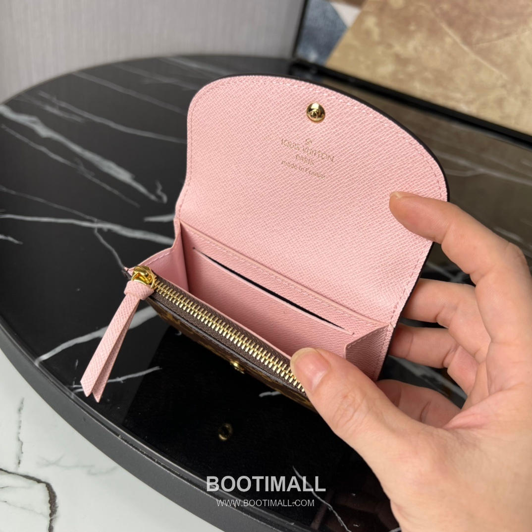 Louis Vuitton Rosalie Coin Purse Monogram Canvas Calfskin Leather Flap Card Holder with Zip Pocket 루이비통 로잘리 모노그램 캔버스 카프스킨 레더 플랩 카드 코인지갑 M41937 11cm 6