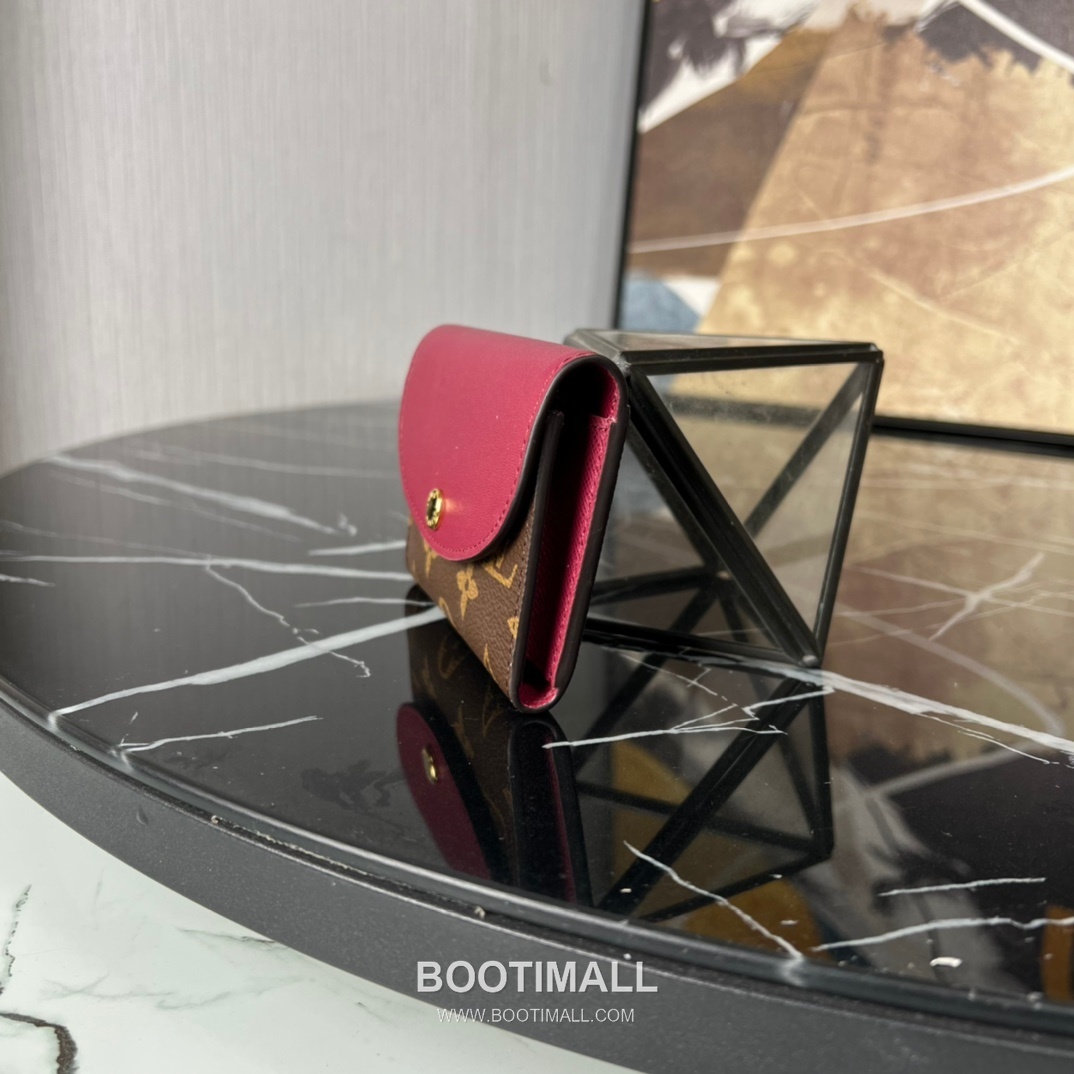Louis Vuitton Rosalie Coin Purse Monogram Canvas Calfskin Leather Flap Card Holder with Zip Pocket 루이비통 로잘리 모노그램 캔버스 카프스킨 레더 플랩 카드 코인지갑 M41937 11cm 2
