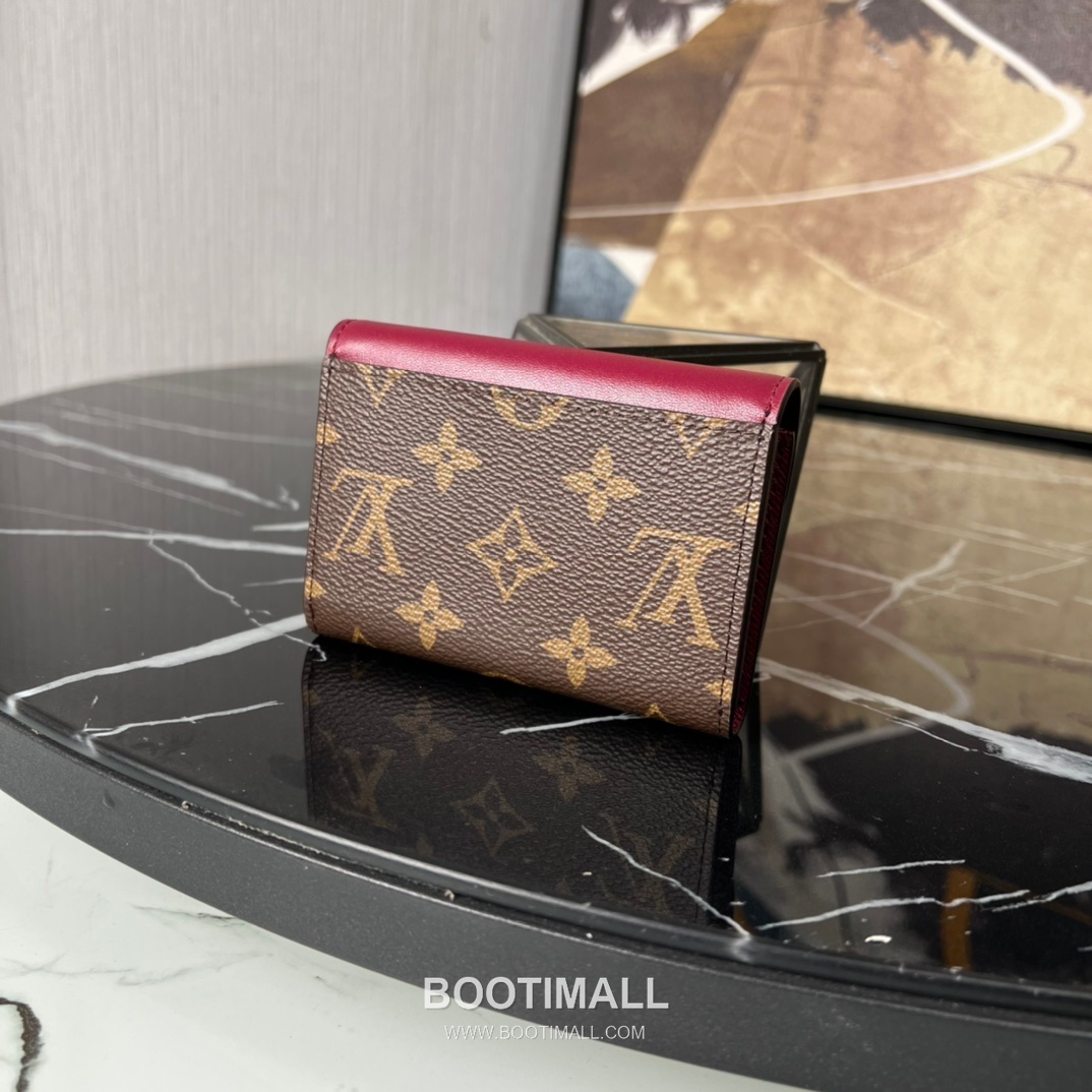 Louis Vuitton Rosalie Coin Purse Monogram Canvas Calfskin Leather Flap Card Holder with Zip Pocket 루이비통 로잘리 모노그램 캔버스 카프스킨 레더 플랩 카드 코인지갑 M41937 11cm 3