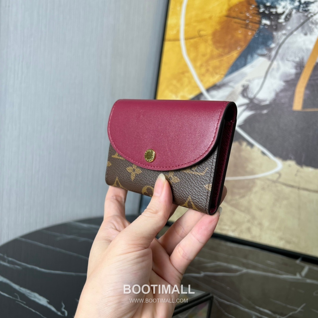 Louis Vuitton Rosalie Coin Purse Monogram Canvas Calfskin Leather Flap Card Holder with Zip Pocket 루이비통 로잘리 모노그램 캔버스 카프스킨 레더 플랩 카드 코인지갑 M41937 11cm 4