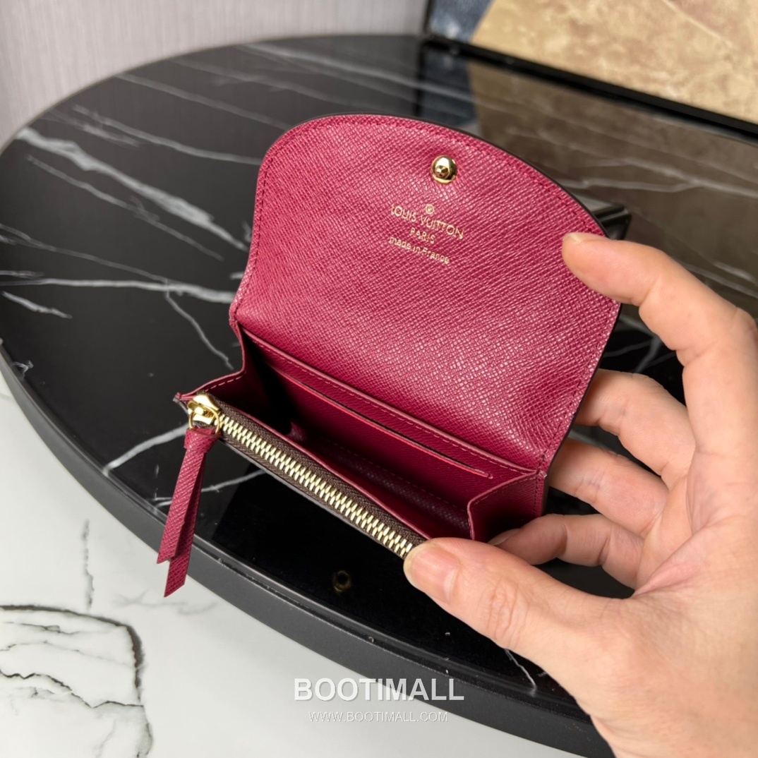 Louis Vuitton Rosalie Coin Purse Monogram Canvas Calfskin Leather Flap Card Holder with Zip Pocket 루이비통 로잘리 모노그램 캔버스 카프스킨 레더 플랩 카드 코인지갑 M41937 11cm 6