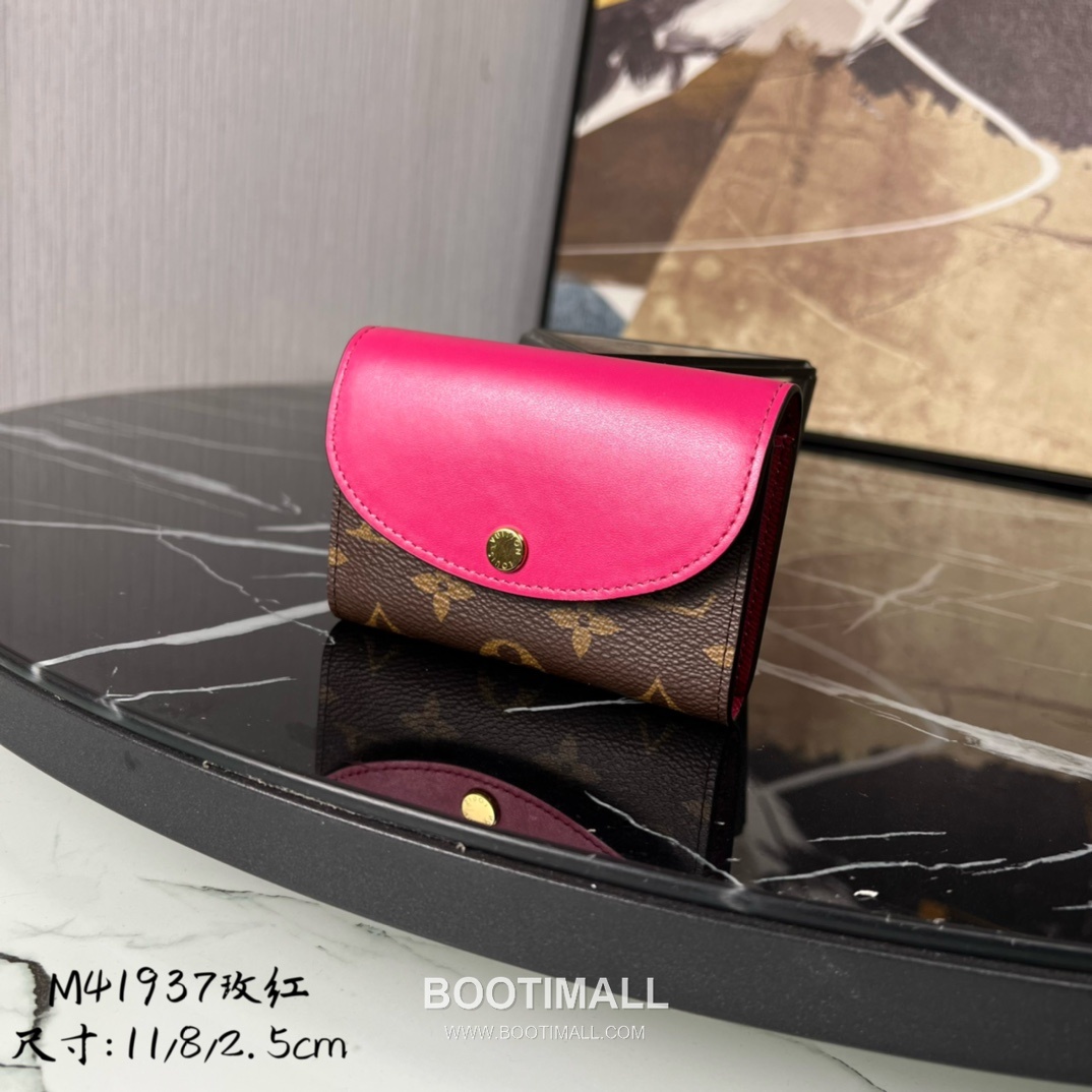 Louis Vuitton Rosalie Coin Purse Monogram Canvas Calfskin Leather Flap Card Holder with Zip Pocket 루이비통 로잘리 모노그램 캔버스 카프스킨 레더 플랩 카드 코인지갑 M41937 11cm 1