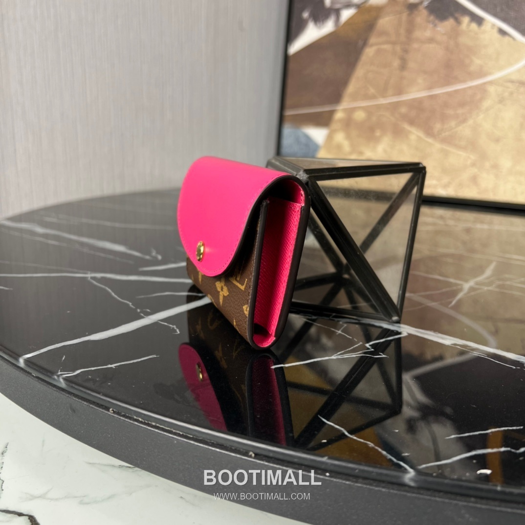 Louis Vuitton Rosalie Coin Purse Monogram Canvas Calfskin Leather Flap Card Holder with Zip Pocket 루이비통 로잘리 모노그램 캔버스 카프스킨 레더 플랩 카드 코인지갑 M41937 11cm 2