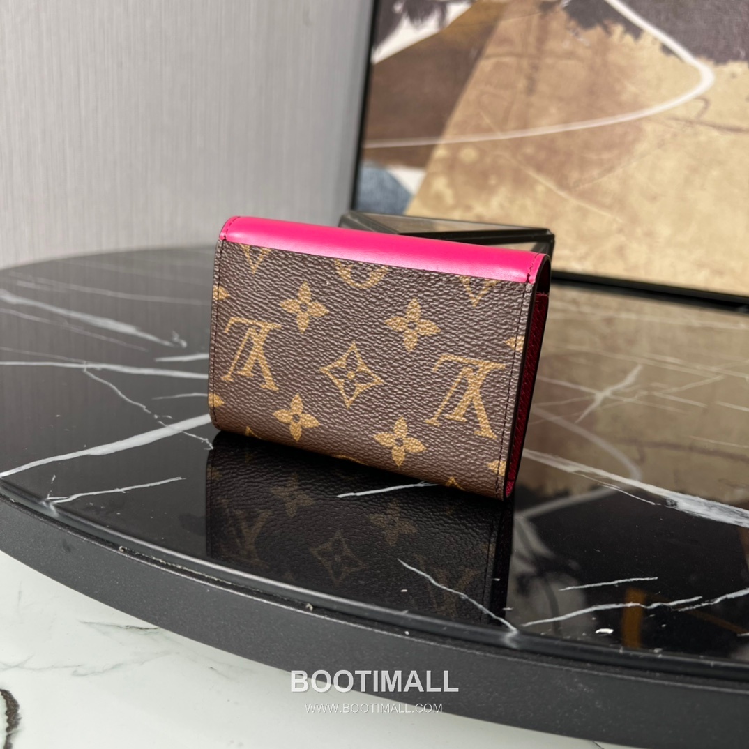 Louis Vuitton Rosalie Coin Purse Monogram Canvas Calfskin Leather Flap Card Holder with Zip Pocket 루이비통 로잘리 모노그램 캔버스 카프스킨 레더 플랩 카드 코인지갑 M41937 11cm 3