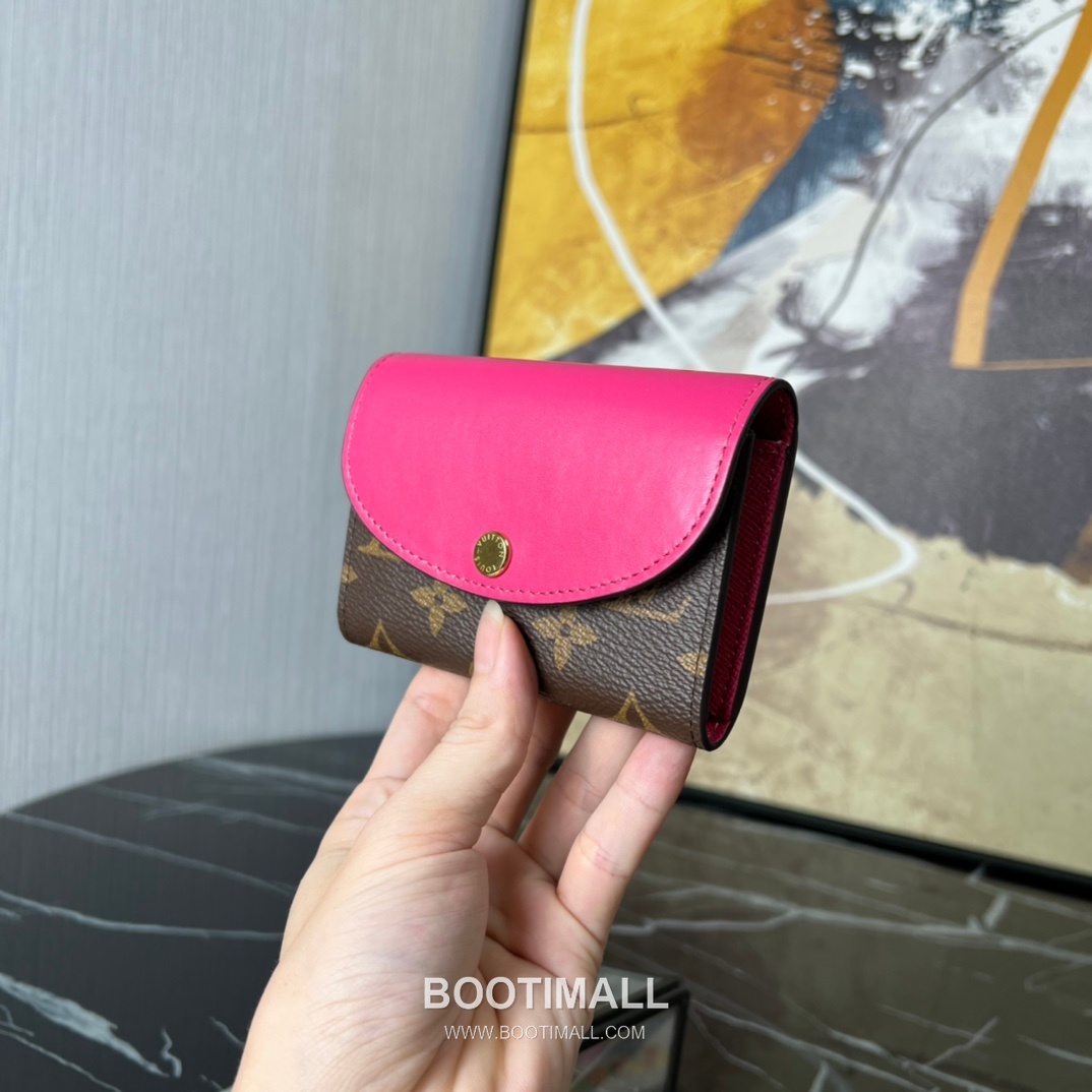 Louis Vuitton Rosalie Coin Purse Monogram Canvas Calfskin Leather Flap Card Holder with Zip Pocket 루이비통 로잘리 모노그램 캔버스 카프스킨 레더 플랩 카드 코인지갑 M41937 11cm 4