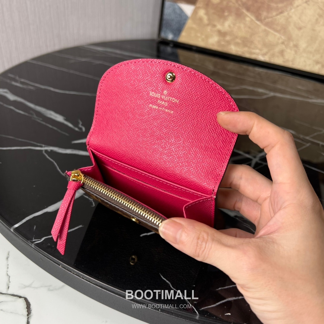 Louis Vuitton Rosalie Coin Purse Monogram Canvas Calfskin Leather Flap Card Holder with Zip Pocket 루이비통 로잘리 모노그램 캔버스 카프스킨 레더 플랩 카드 코인지갑 M41937 11cm 6