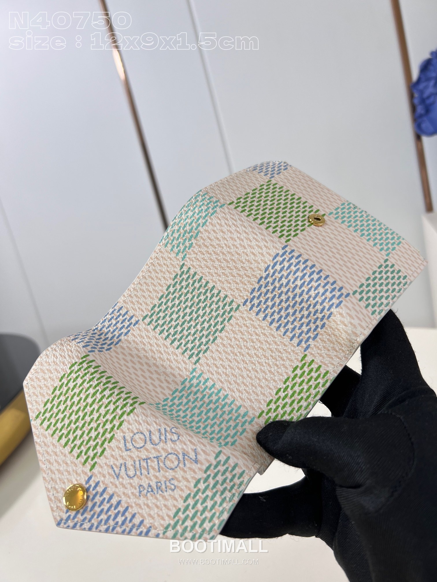 Louis Vuitton Victorine Wallet Damier Canvas Leather Flap Snap Button Card Holder with Coin Pocket 루이비통 빅토린 다미에 캔버스 레더 플랩 스냅 버튼 카드지갑 N40750 12cm 6