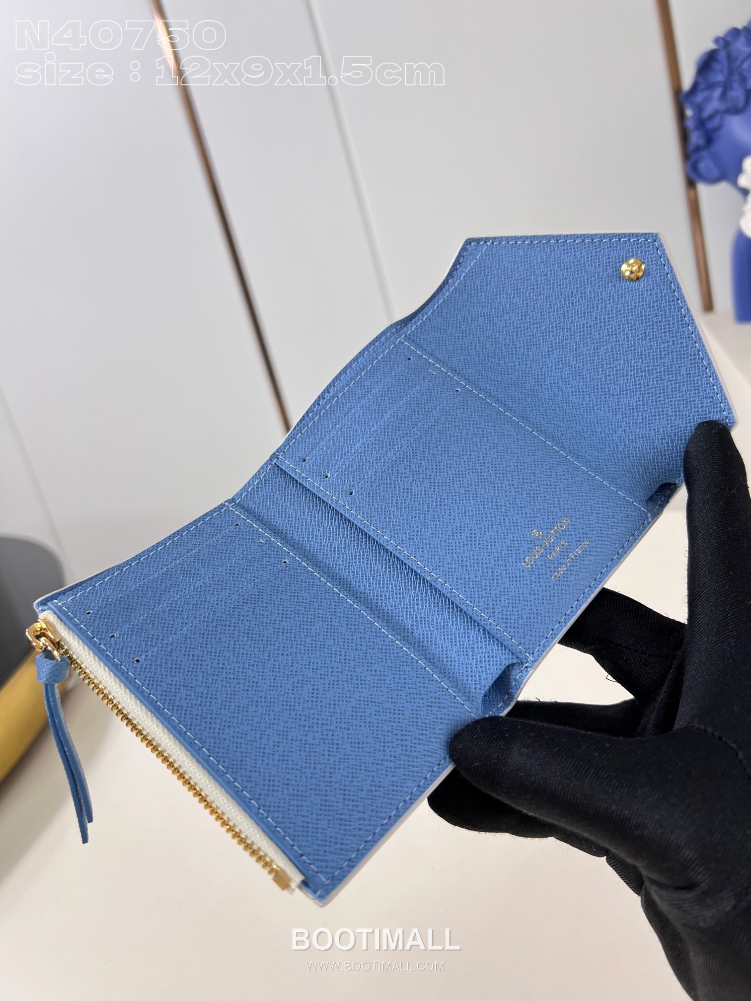 Louis Vuitton Victorine Wallet Damier Canvas Leather Flap Snap Button Card Holder with Coin Pocket 루이비통 빅토린 다미에 캔버스 레더 플랩 스냅 버튼 카드지갑 N40750 12cm 7