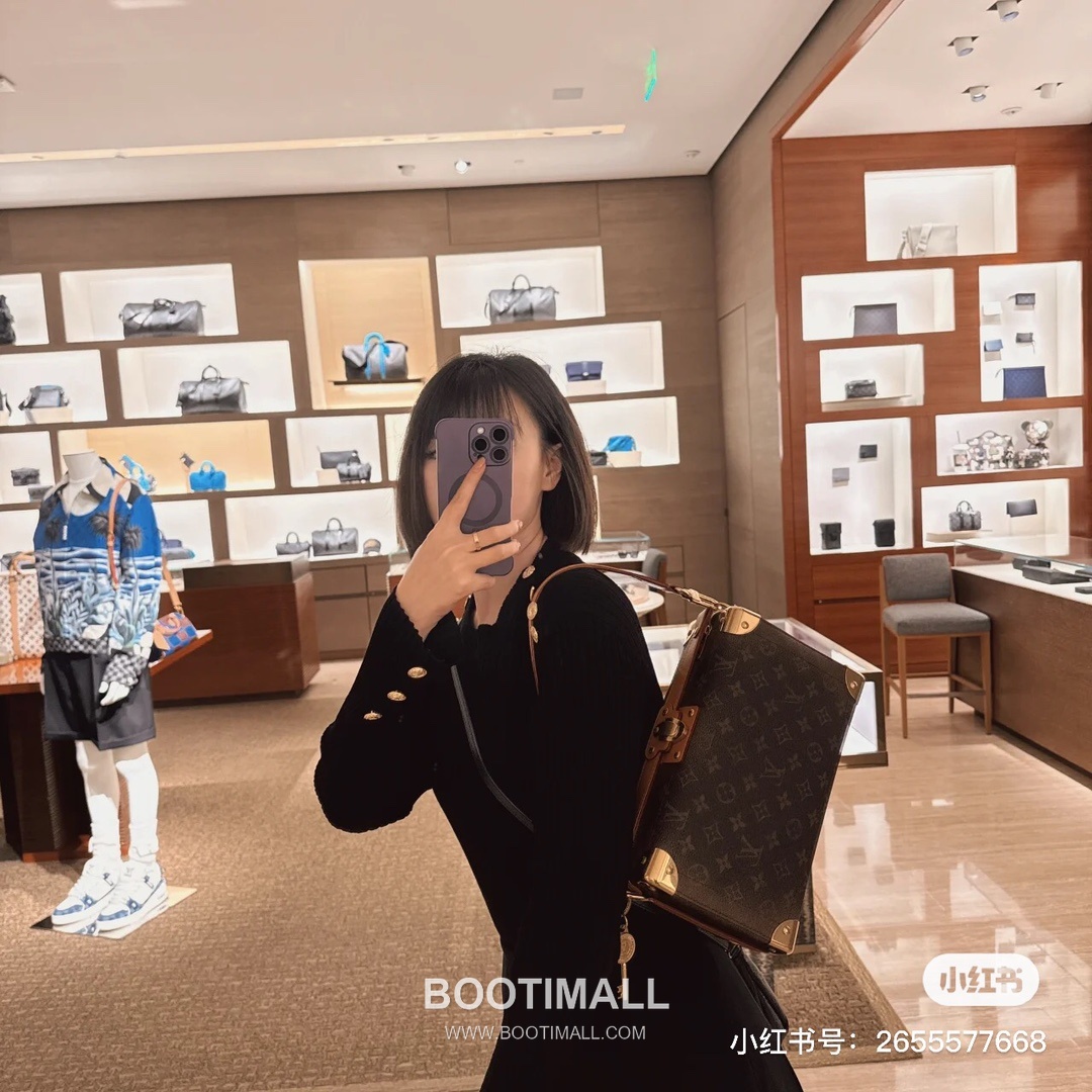 Louis Vuitton Soul Trunk East West Bag Monogram Dust Canvas Structured Shoulder Bag with Metal Corner 루이비통 소울 트렁크 이스트웨스트 모노그램 더스트 캔버스 구조형 숄더백 메탈 코너 M11536 29cm 5