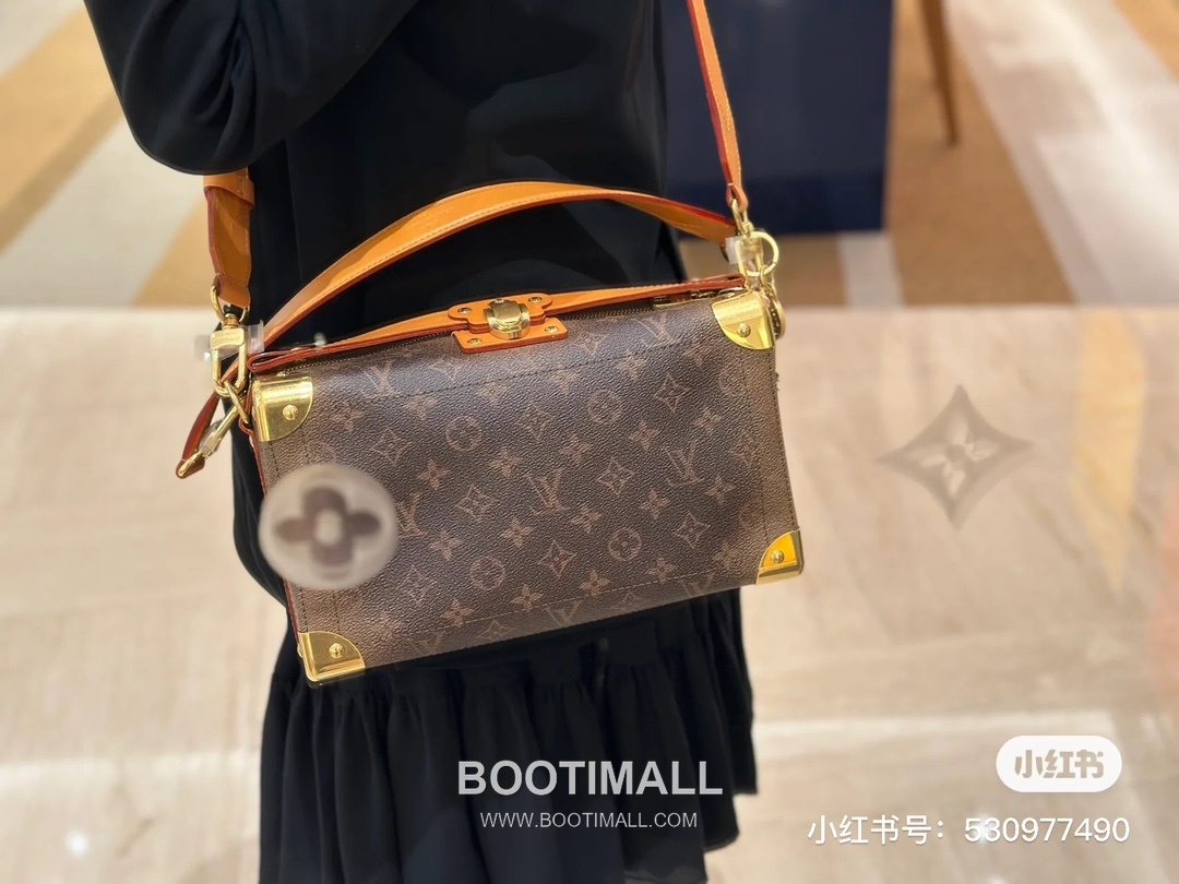 Louis Vuitton Soul Trunk East West Bag Monogram Dust Canvas Structured Shoulder Bag with Metal Corner 루이비통 소울 트렁크 이스트웨스트 모노그램 더스트 캔버스 구조형 숄더백 메탈 코너 M11536 29cm 6