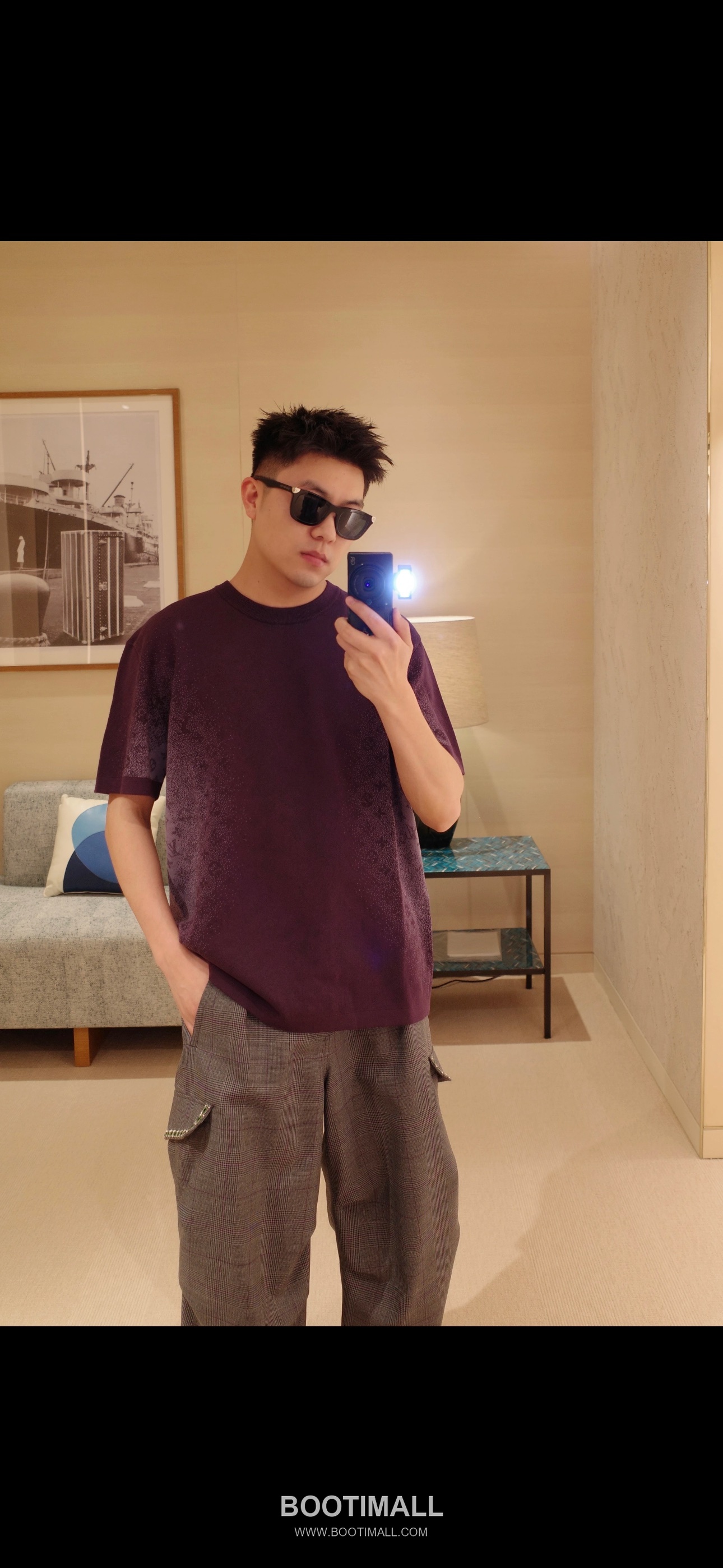 Louis Vuitton 2026SS Damier Jacquard Cotton Blend Knit T-Shirt with Embroidery 루이비통 2026SS 다미에 자카드 코튼 혼방 니트 반팔 티셔츠 자수 5