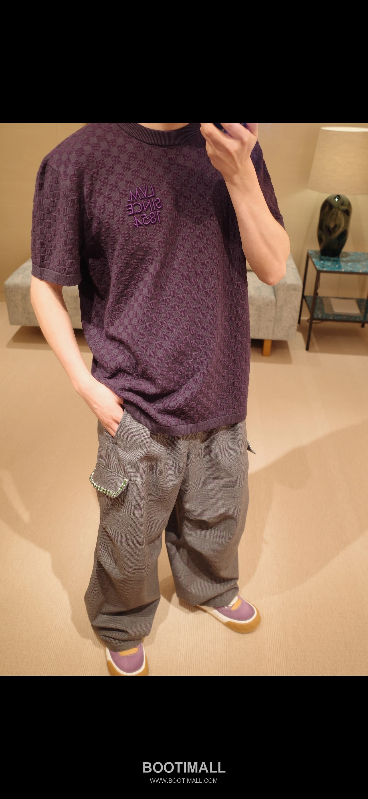 Louis Vuitton 2026SS Damier Jacquard Cotton Blend Knit T-Shirt with Embroidery 루이비통 2026SS 다미에 자카드 코튼 혼방 니트 반팔 티셔츠 자수 18