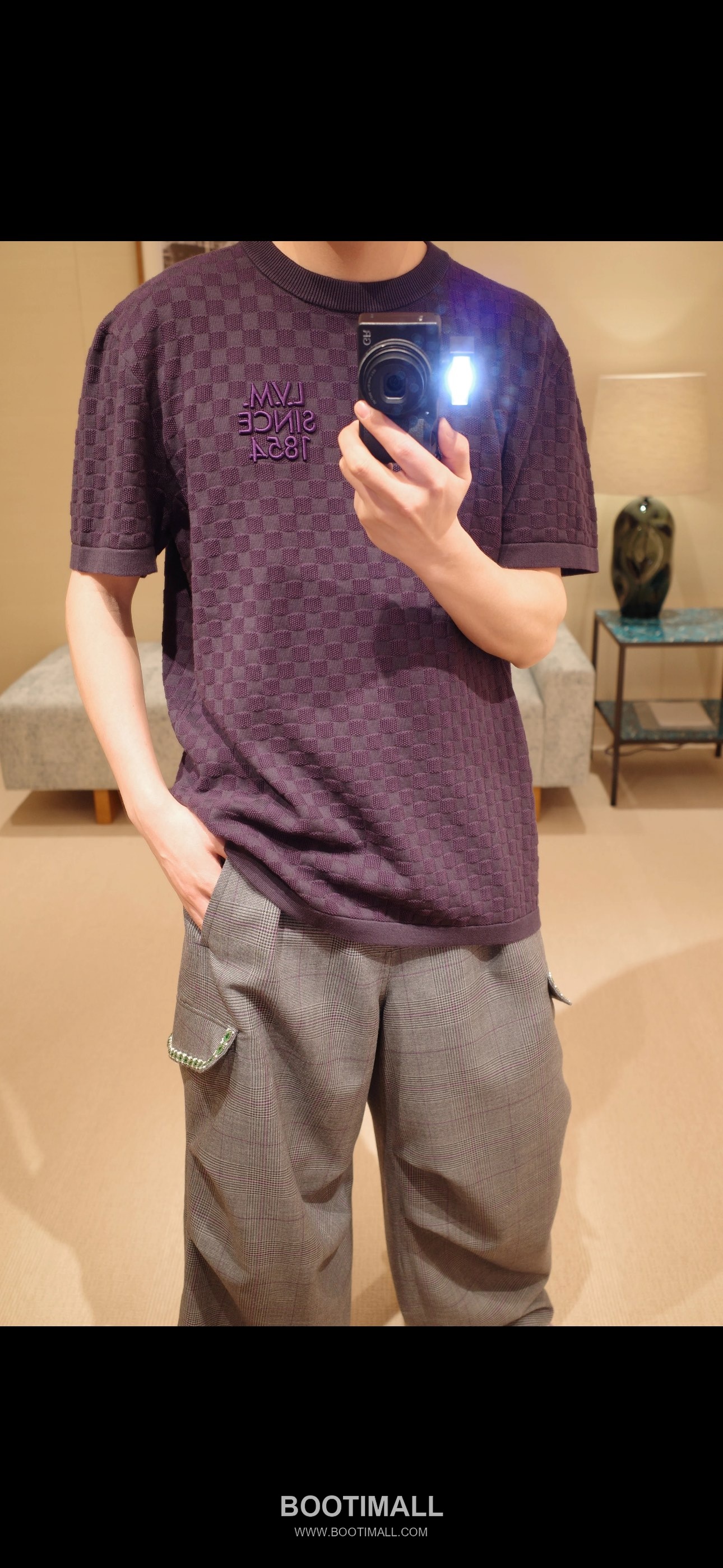 Louis Vuitton 2026SS Damier Jacquard Cotton Blend Knit T-Shirt with Embroidery 루이비통 2026SS 다미에 자카드 코튼 혼방 니트 반팔 티셔츠 자수 19