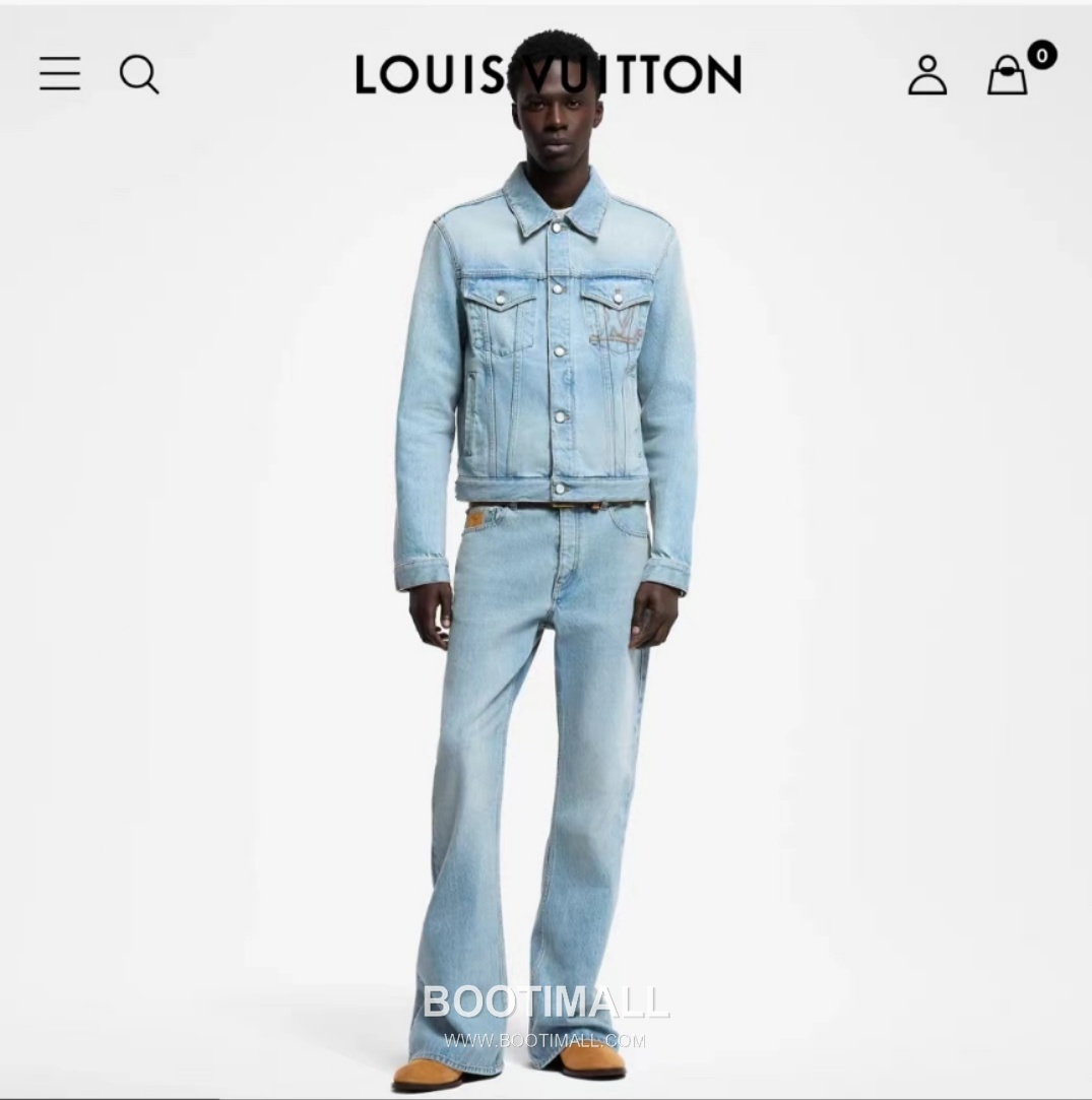 Louis Vuitton 2026SS Washed Cotton Denim Wide Leg Pants with Embroidered Logo 루이비통 2026SS 워시드 코튼 데님 와이드 레그 팬츠 자수 로고 3