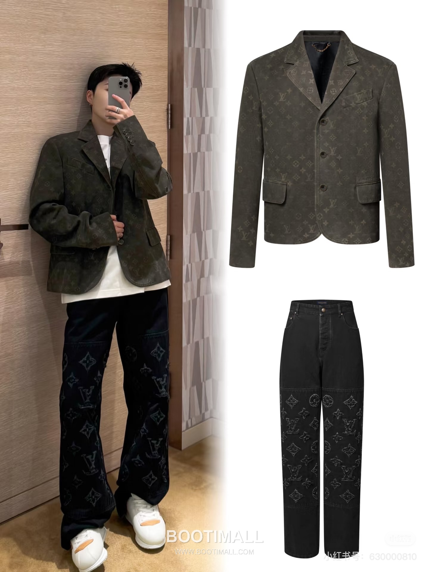 Louis Vuitton 2026SS Letter Jacquard Cotton Denim Blazer Jacket with Leather Patch 루이비통 2026SS 레터 자카드 코튼 데님 블레이저 재킷 가죽 패치 4
