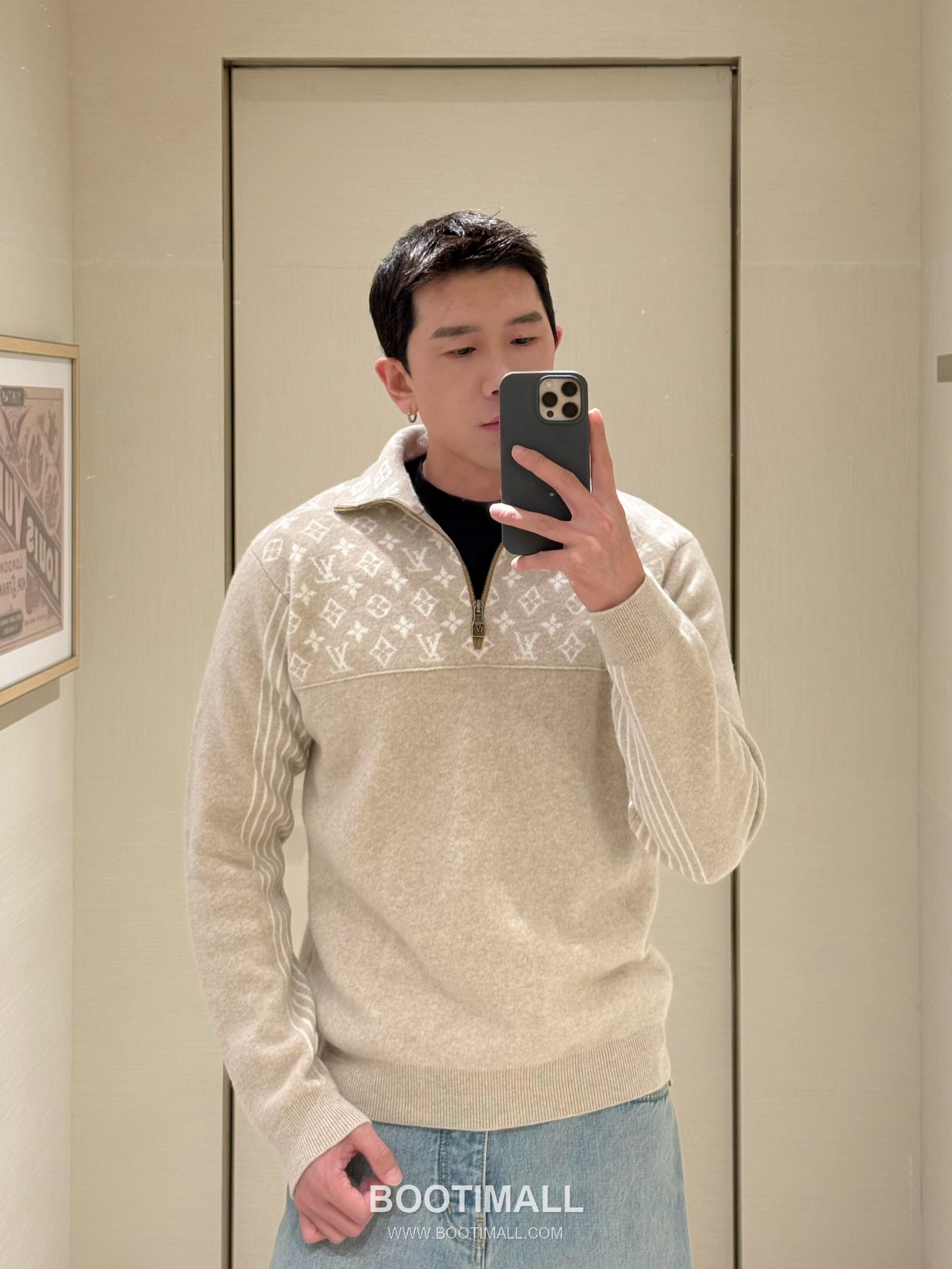 Louis Vuitton 2026FW Monogram Jacquard Wool Blend Half Zip Knit Sweater 루이비통 2026FW 모노그램 자카드 울 혼방 하프집 니트 스웨터 19