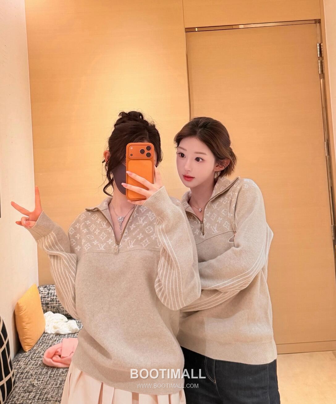 Louis Vuitton 2026FW Monogram Jacquard Wool Blend Half Zip Knit Sweater 루이비통 2026FW 모노그램 자카드 울 혼방 하프집 니트 스웨터 26