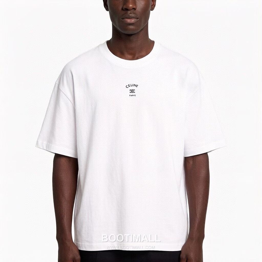 Celine 2026FW Triomphe Embroidered Cotton T-Shirt with Logo Detail 셀린느 2026FW 트리옹프 자수 코튼 반팔 티셔츠 로고 디테일 2