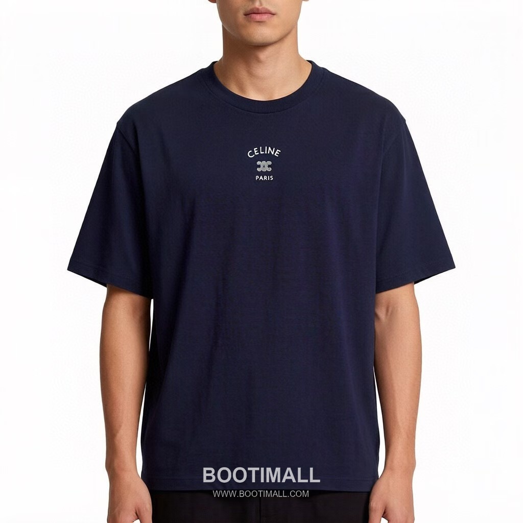 Celine 2026FW Triomphe Embroidered Cotton T-Shirt with Logo Detail 셀린느 2026FW 트리옹프 자수 코튼 반팔 티셔츠 로고 디테일 1