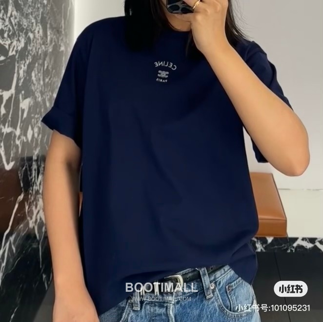 Celine 2026FW Triomphe Embroidered Cotton T-Shirt with Logo Detail 셀린느 2026FW 트리옹프 자수 코튼 반팔 티셔츠 로고 디테일 4