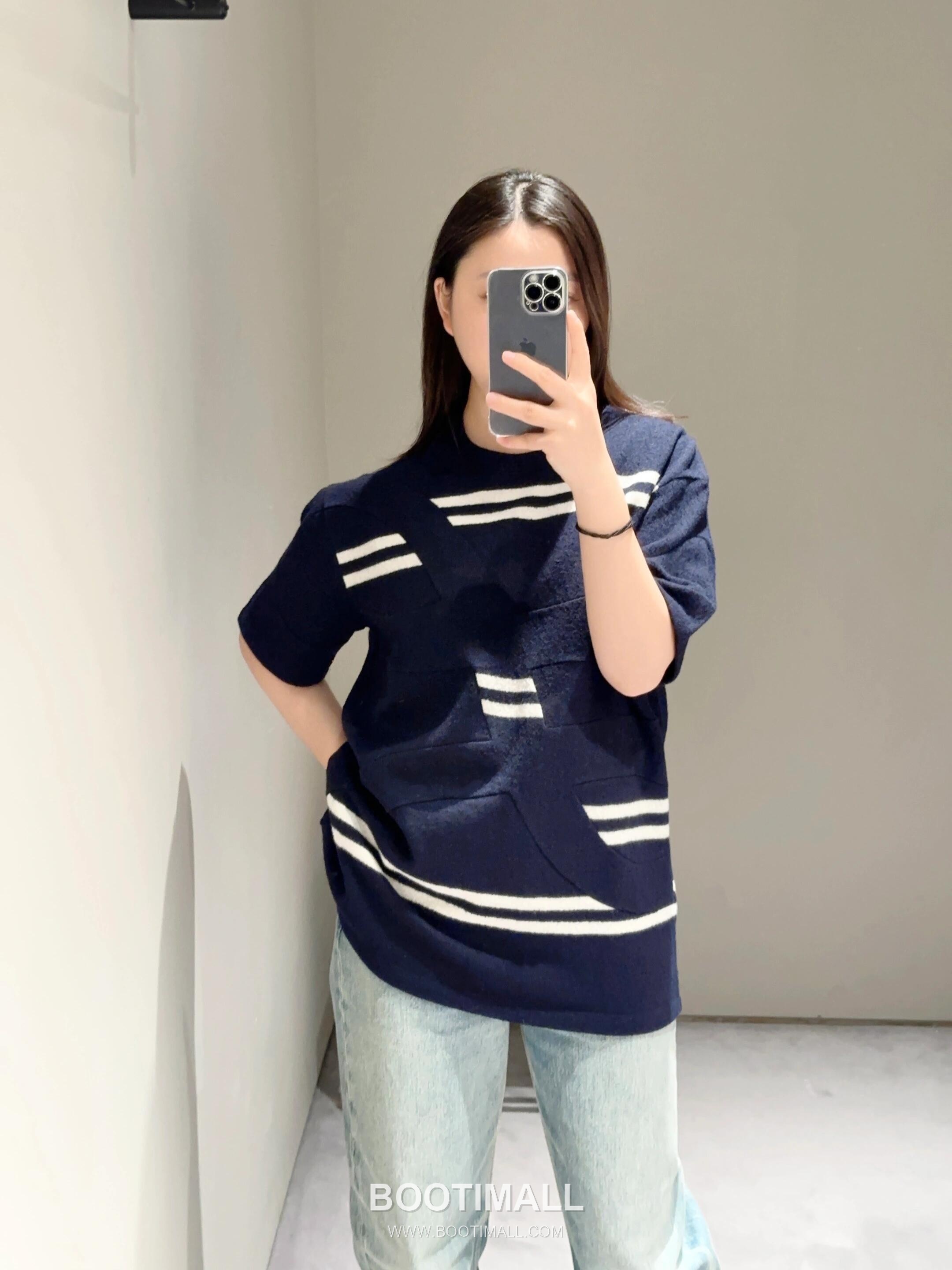 Loewe 2026FW Embroidered Wool Blend Knit T-Shirt with Jacquard Texture 로에베 2026FW 자수 울 혼방 니트 반팔 티셔츠 자카드 텍스처 9