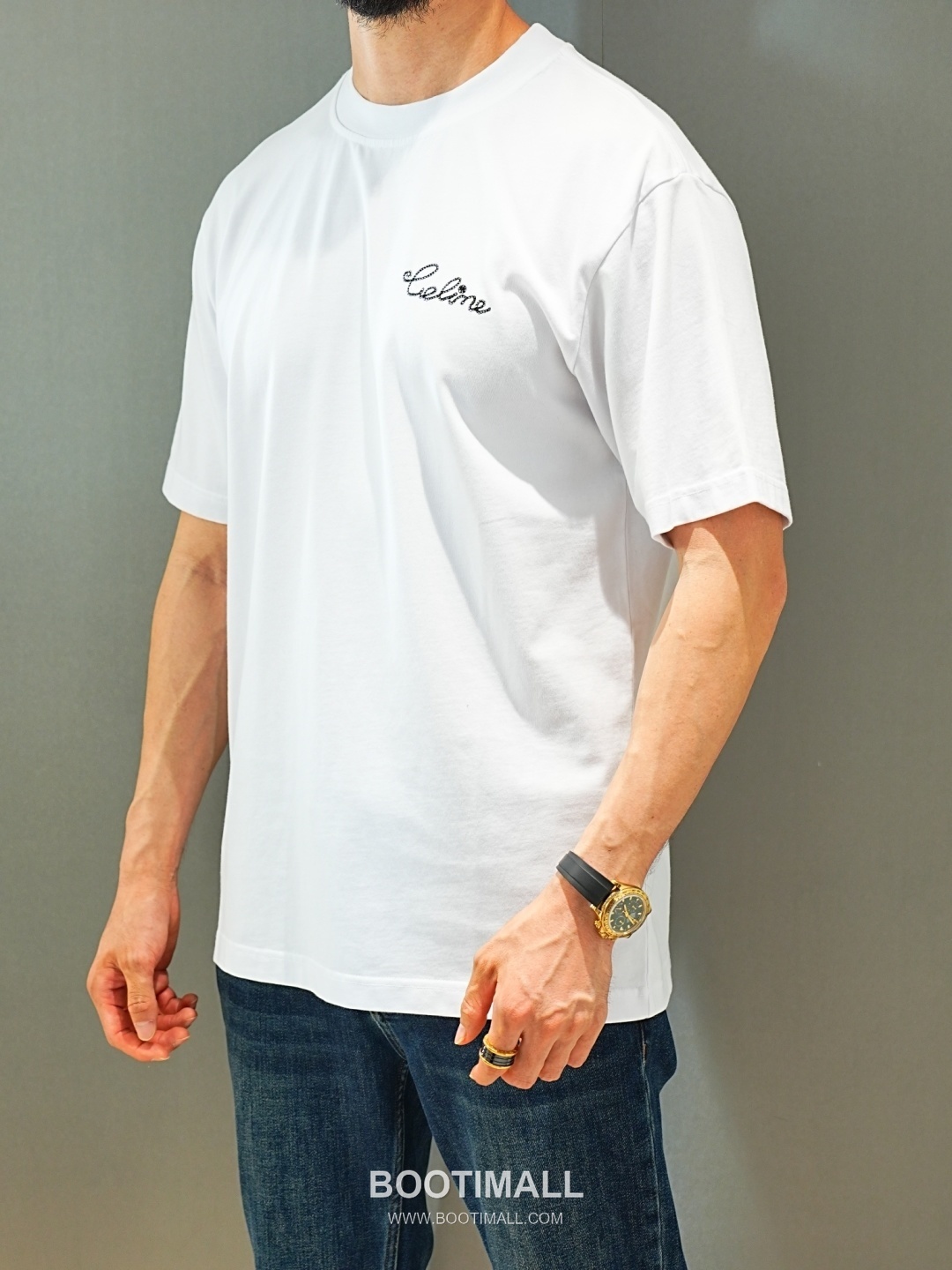 Celine 2026 SS Cotton T-Shirt with Front Embroidered Logo and Back Print 셀린느 2026 SS 코튼 티셔츠 전면 자수 로고 후면 프린트 2