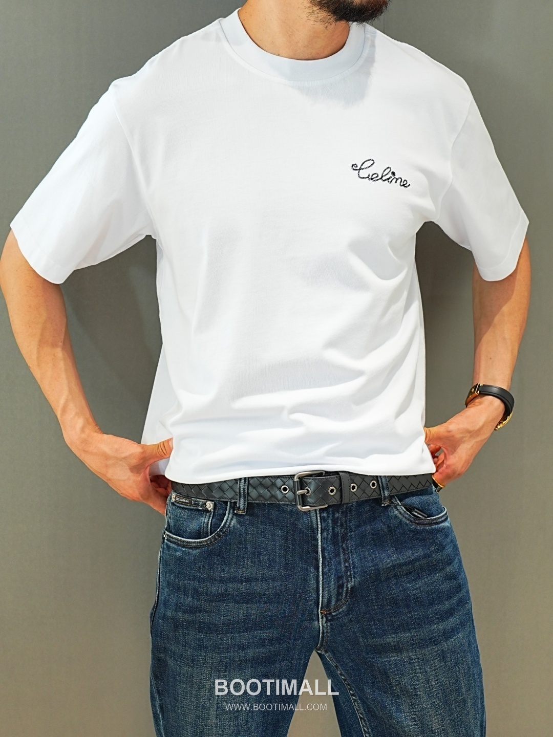 Celine 2026 SS Cotton T-Shirt with Front Embroidered Logo and Back Print 셀린느 2026 SS 코튼 티셔츠 전면 자수 로고 후면 프린트 3