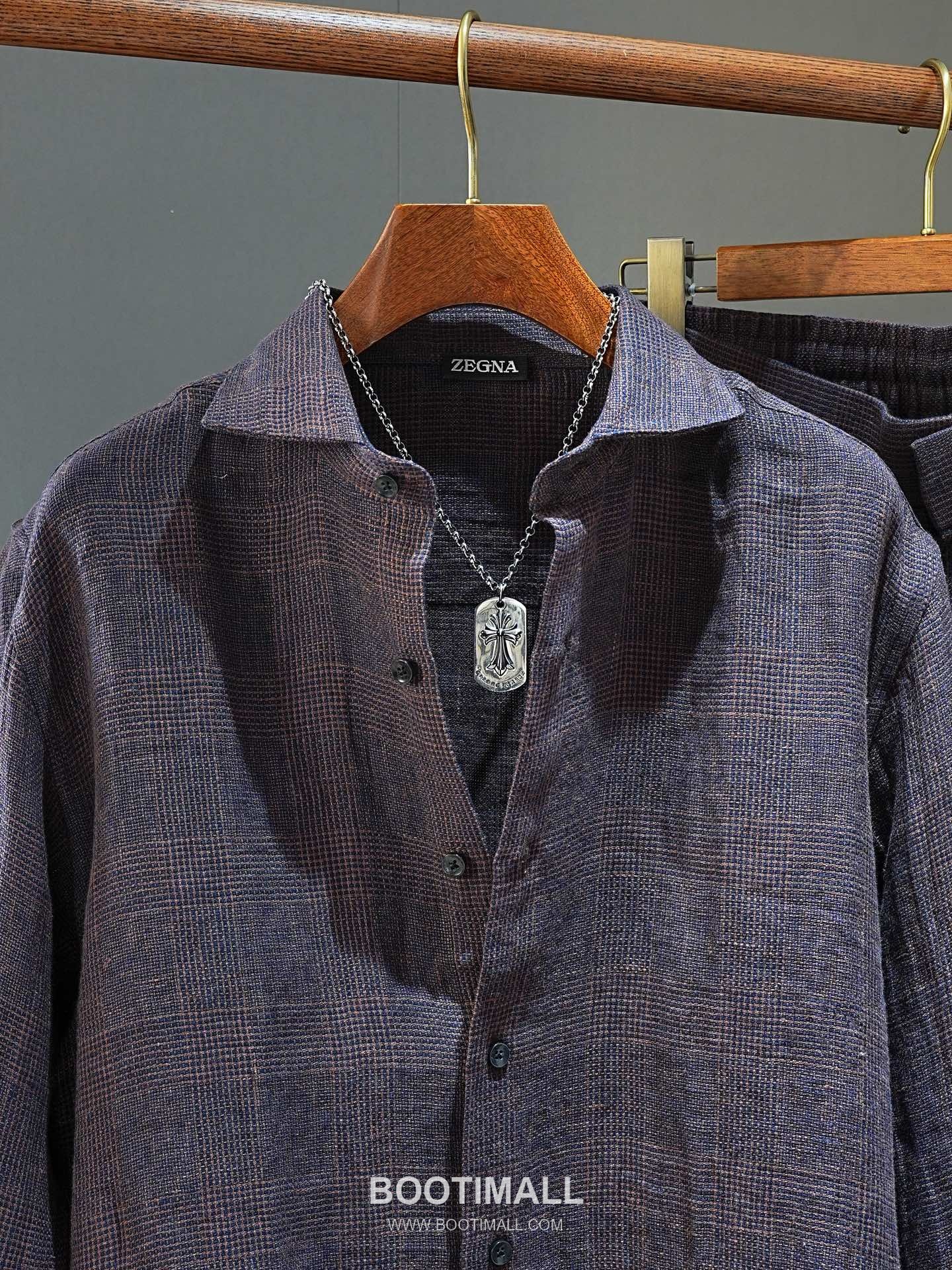 Zegna 2026 SS Linen Relaxed Fit Shirt with Spread Collar 제냐 2026 SS 린넨 루즈핏 셔츠 스프레드 칼라 845435 14