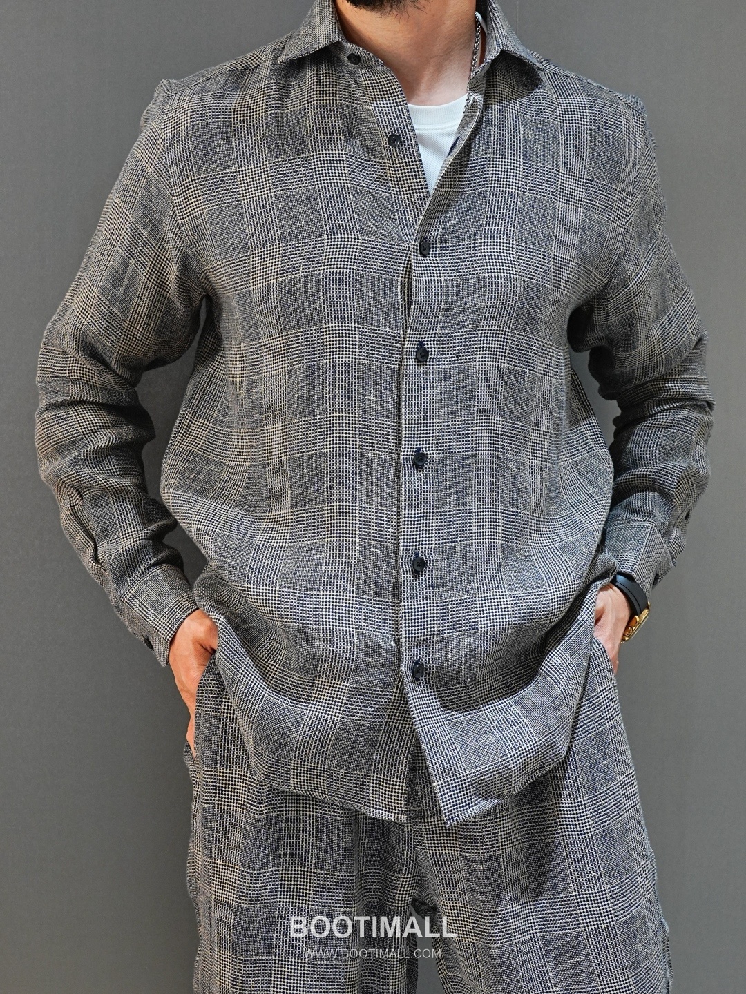 Zegna 2026 SS Linen Relaxed Fit Shirt with Spread Collar 제냐 2026 SS 린넨 루즈핏 셔츠 스프레드 칼라 845435 4