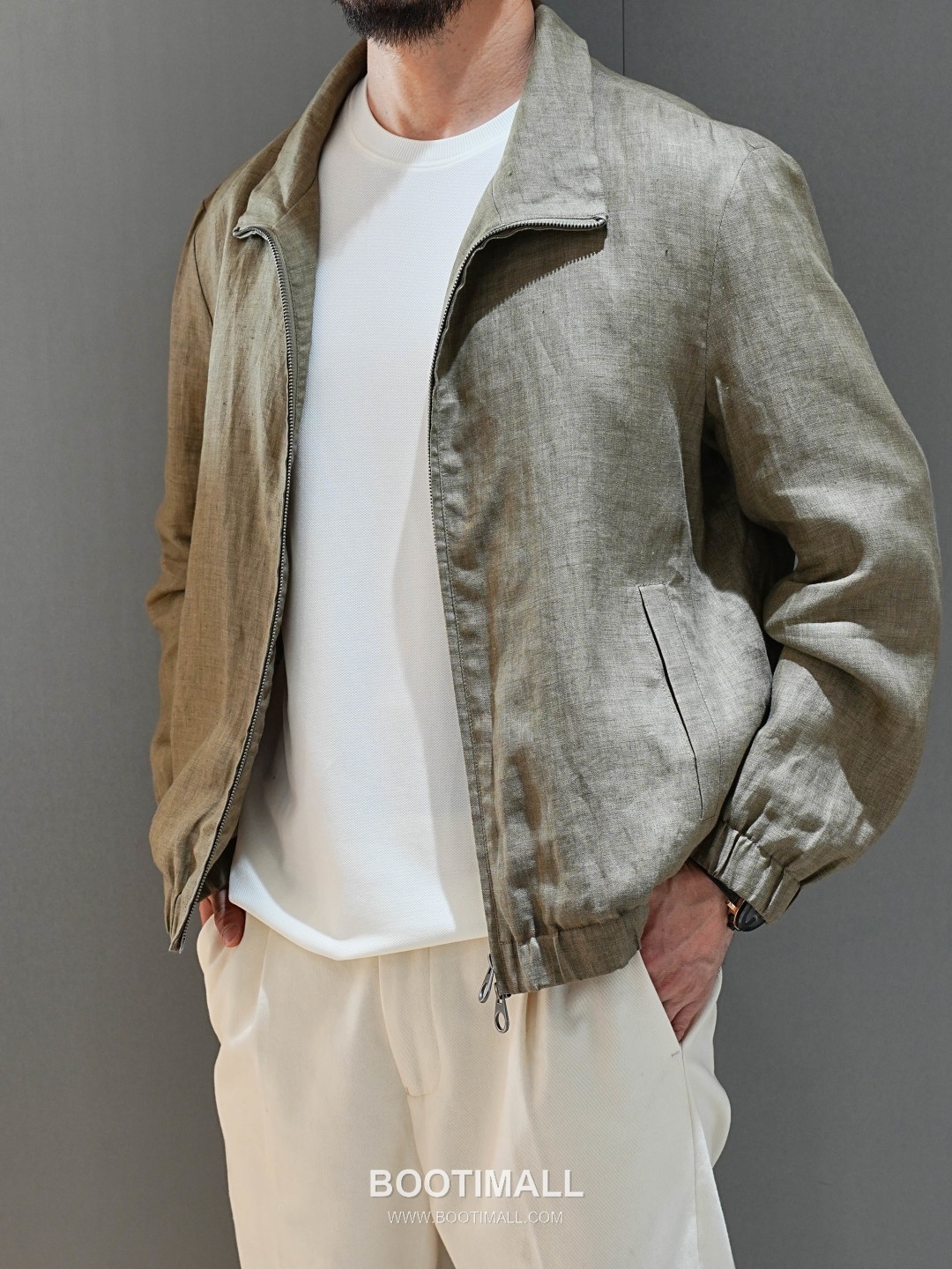 Loro Piana 2026 SS Linen Zip-Up Jacket with Stand Collar 로로피아나 2026 SS 린넨 집업 재킷 스탠드 칼라 1