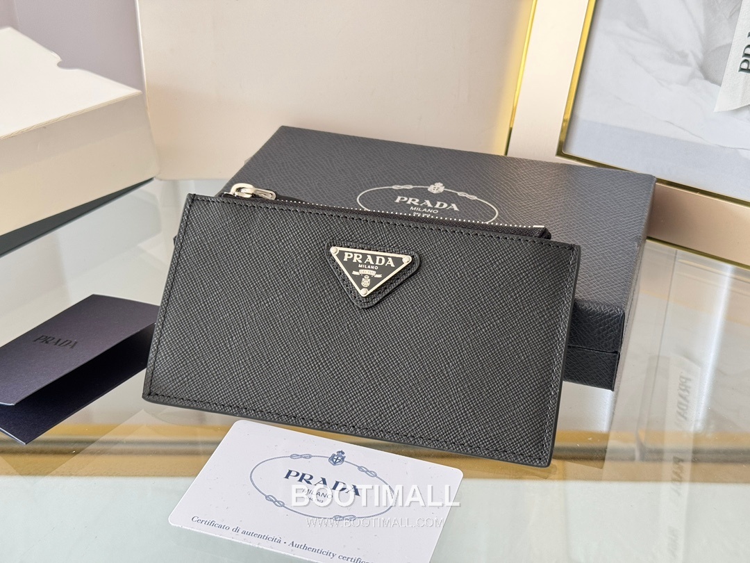 Prada Saffiano Leather Card Holder Wallet with Zip Coin Pocket Detail 프라다 사피아노 레더 지퍼 코인포켓 카드홀더 지갑 1MC079 15cm 2