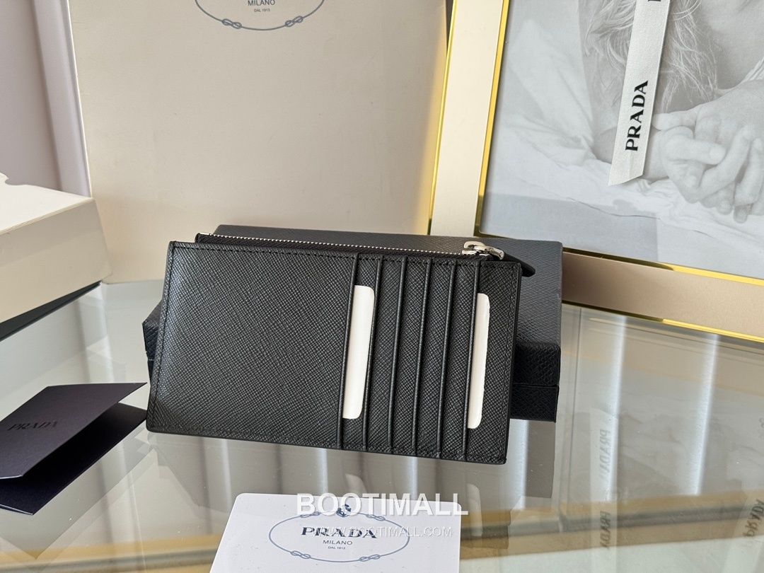 Prada Saffiano Leather Card Holder Wallet with Zip Coin Pocket Detail 프라다 사피아노 레더 지퍼 코인포켓 카드홀더 지갑 1MC079 15cm 3