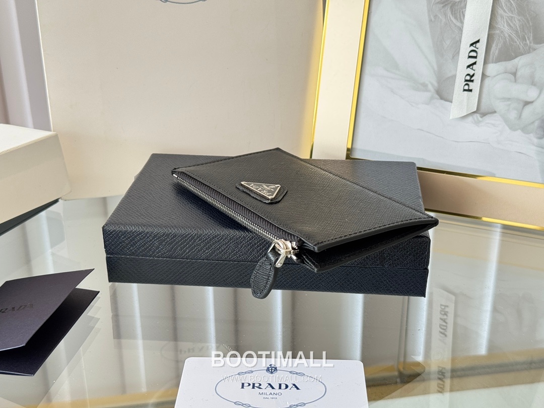 Prada Saffiano Leather Card Holder Wallet with Zip Coin Pocket Detail 프라다 사피아노 레더 지퍼 코인포켓 카드홀더 지갑 1MC079 15cm 4