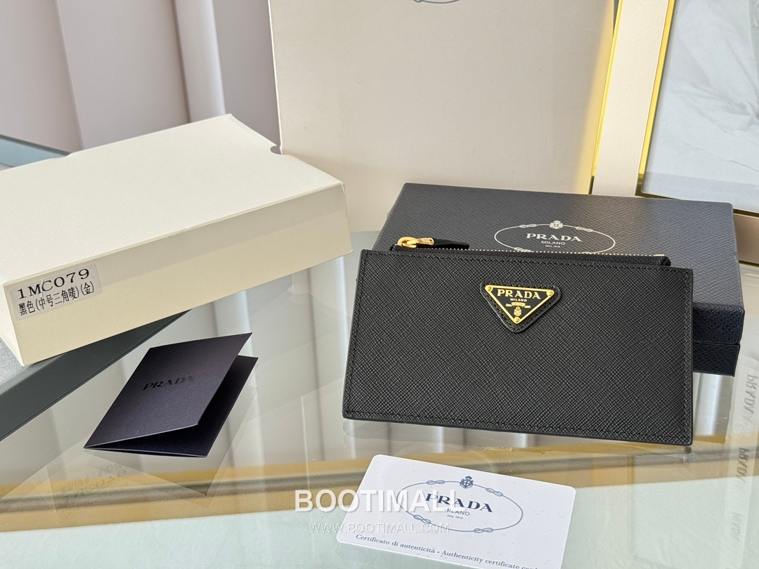 Prada Saffiano Leather Card Holder Wallet with Zip Coin Pocket Detail 프라다 사피아노 레더 지퍼 코인포켓 카드홀더 지갑 1MC079 15cm 2