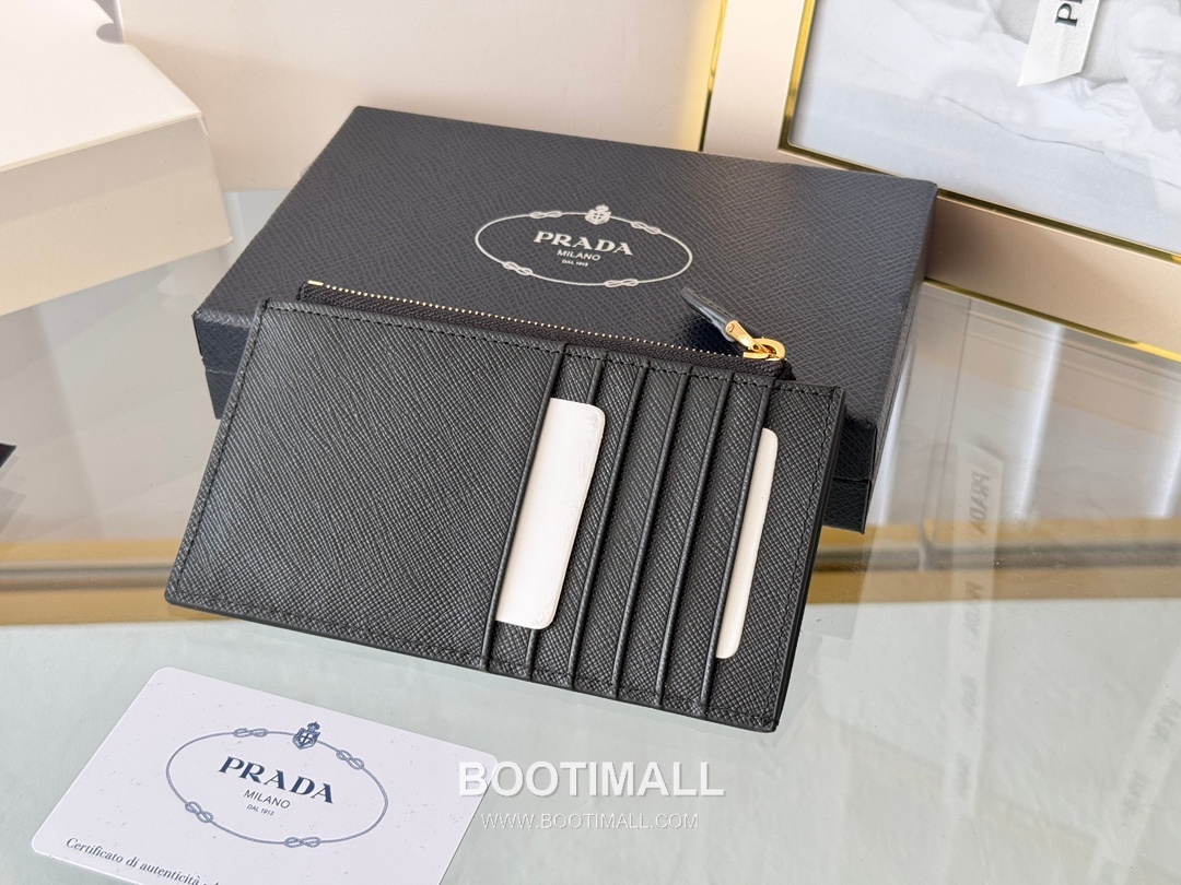 Prada Saffiano Leather Card Holder Wallet with Zip Coin Pocket Detail 프라다 사피아노 레더 지퍼 코인포켓 카드홀더 지갑 1MC079 15cm 4